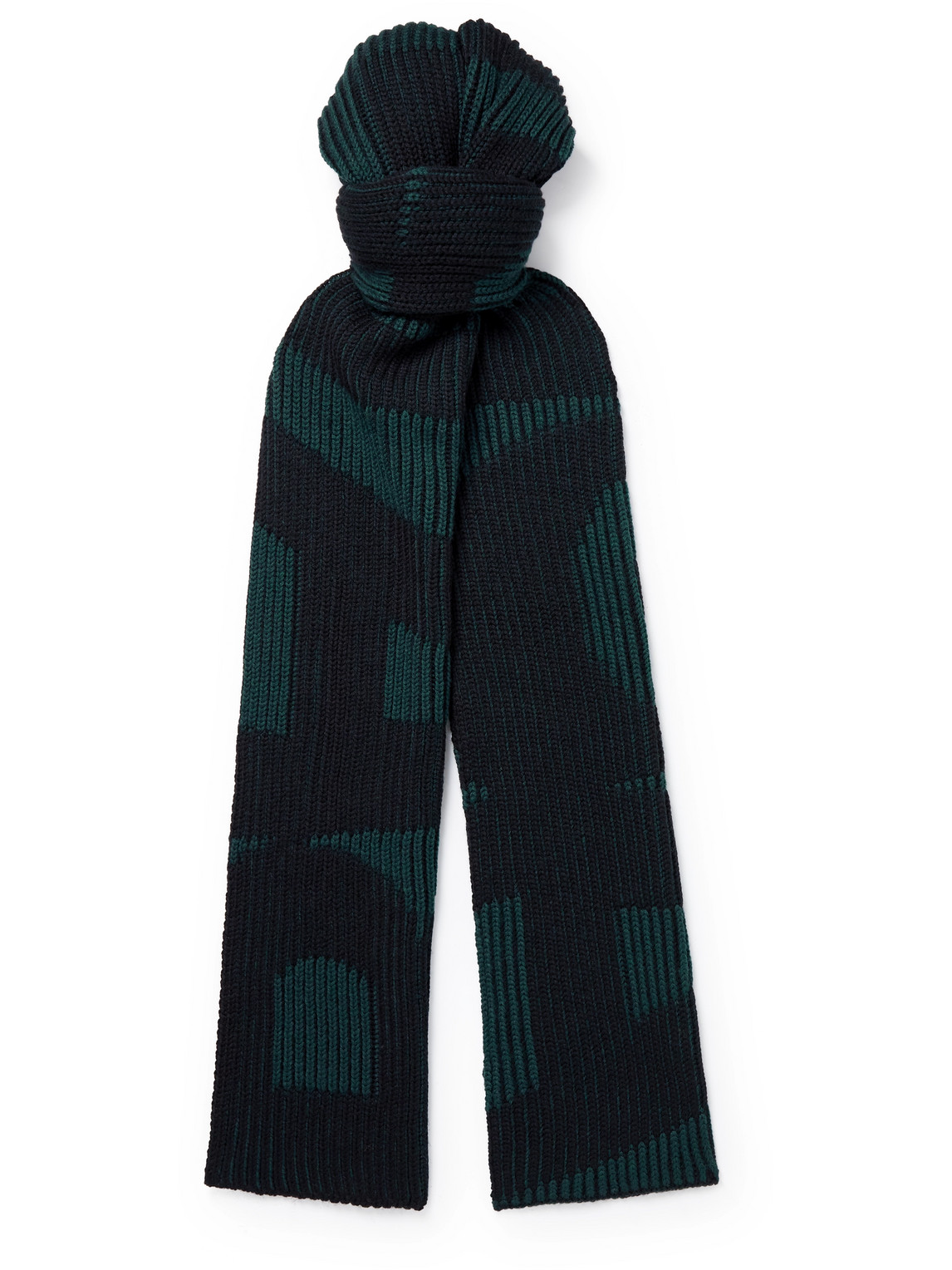 Balenciaga Logo-jacquard Wool Scarf In Green/black