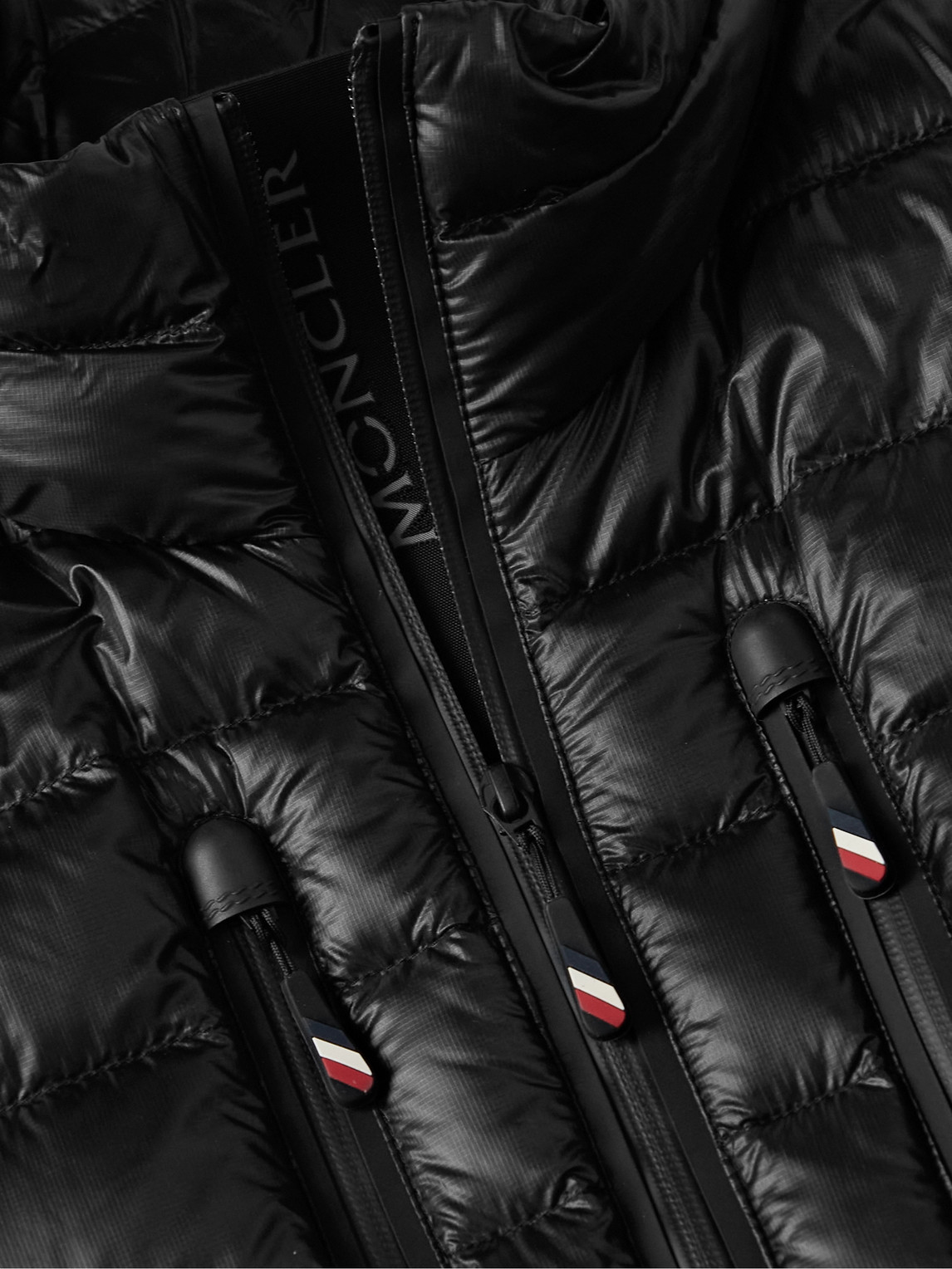 Shop Moncler Hers Slim-fit Logo-appliquéd Quilted Shell Down Jacket In Black