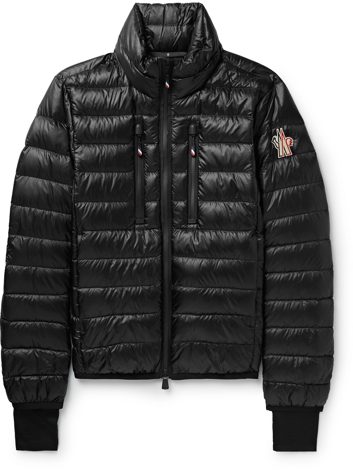 Shop Moncler Hers Slim-fit Logo-appliquéd Quilted Shell Down Jacket In Black