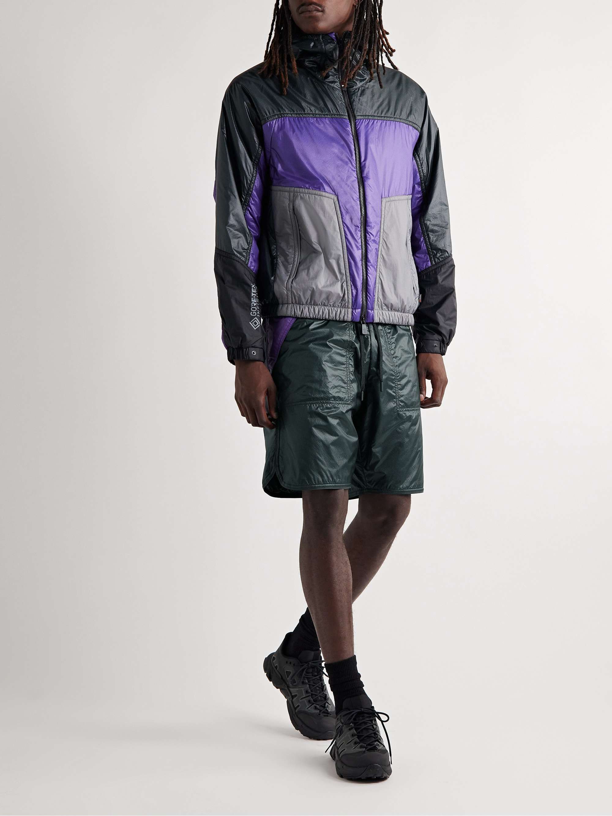 MONCLER GRENOBLE Straight-Leg Colour-Block Ripstop Drawstring Shorts