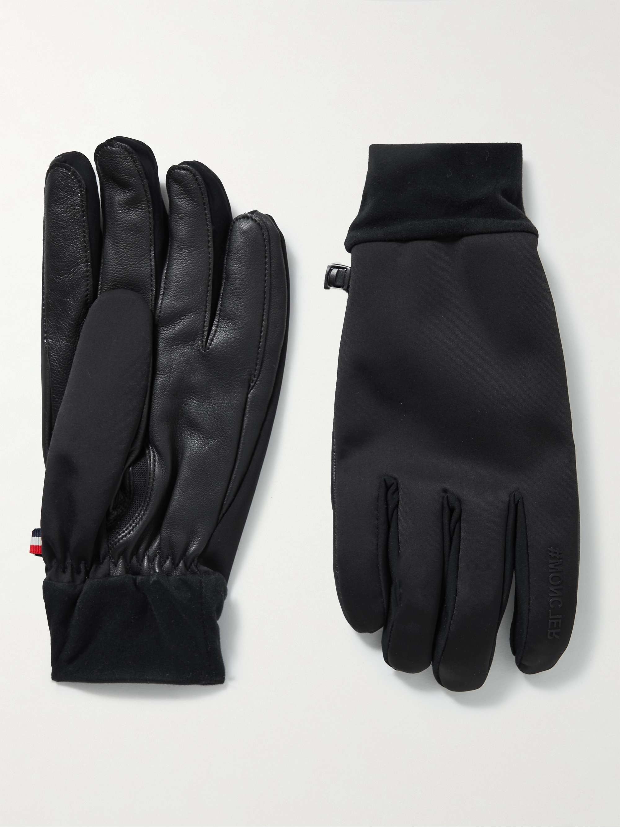 MONCLER GRENOBLE Logo-Appliquéd Faux Leather and Shell Gloves