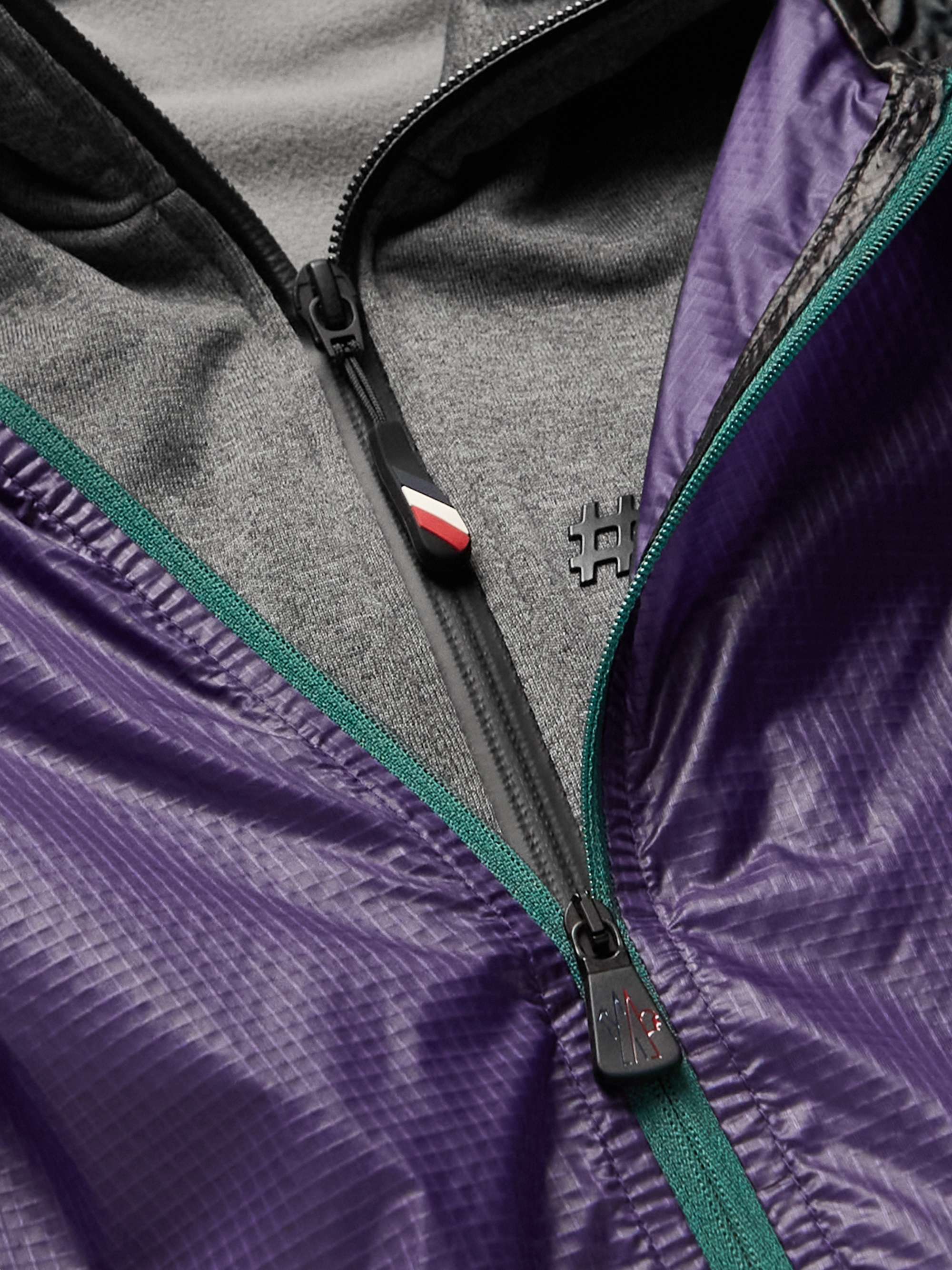 MONCLER GRENOBLE Day-Namic Convertible Layered Mesh, Ripstop and Stretch-Jersey Zip-Up Hoodie