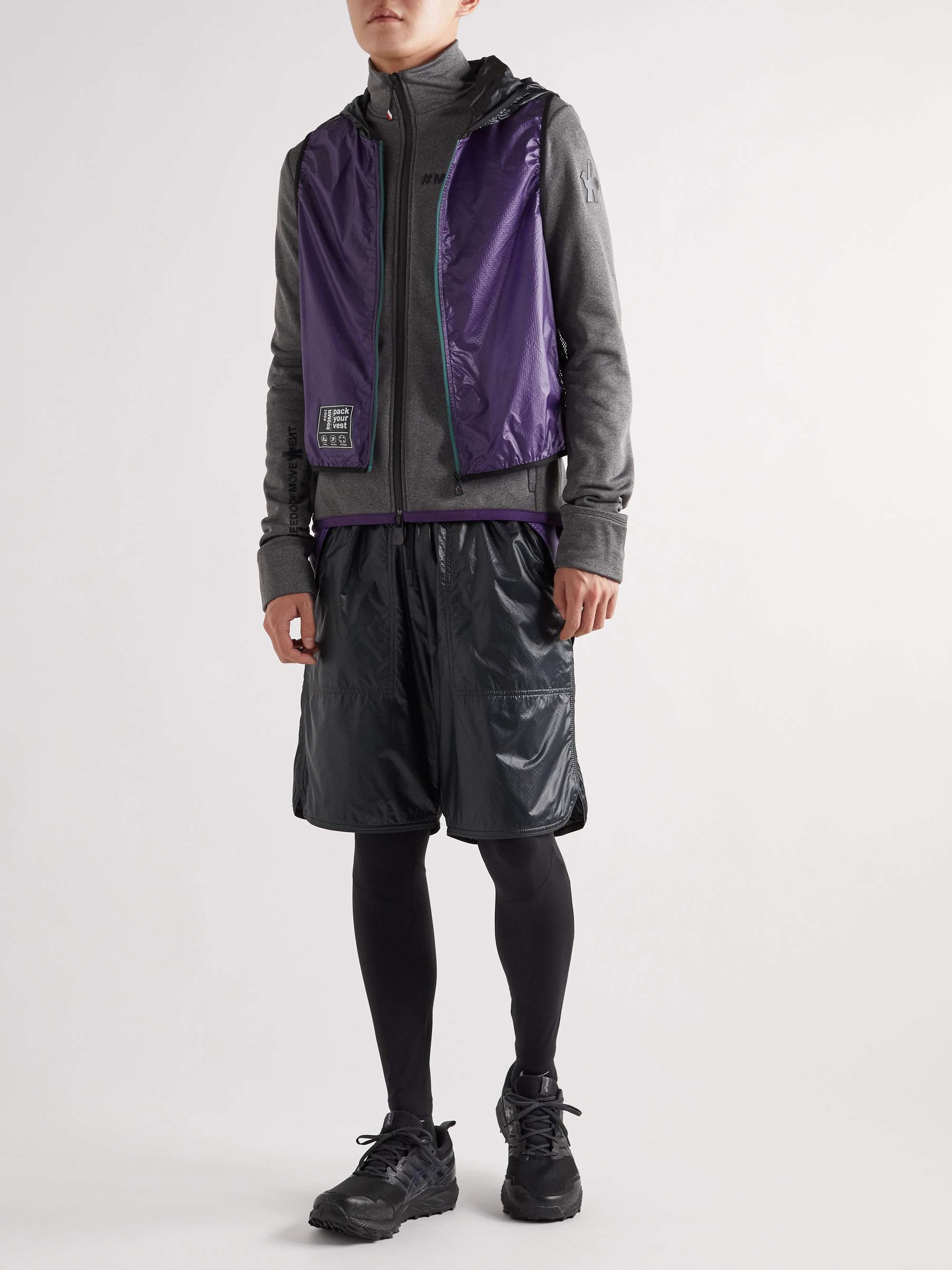 MONCLER GRENOBLE Day-Namic Convertible Layered Mesh, Ripstop and Stretch-Jersey Zip-Up Hoodie