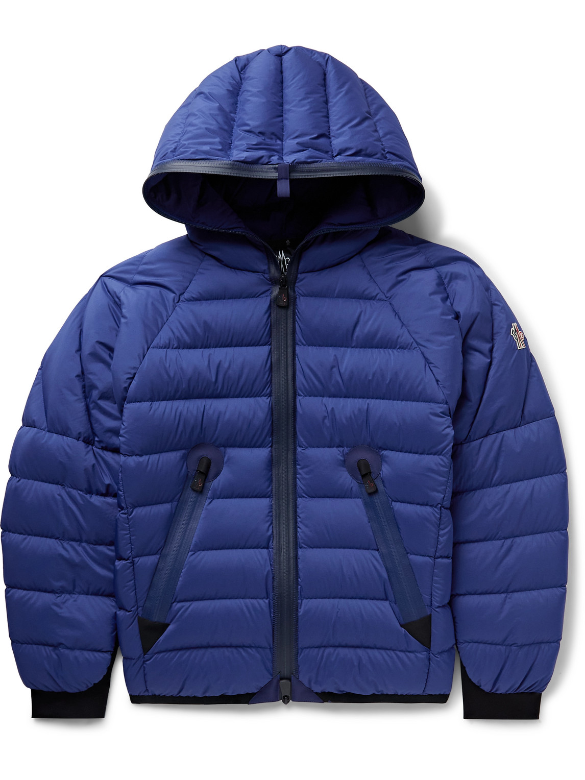Shop Moncler Barnave Logo-appliquéd Quilted Shell Hooded Jacket In Blue