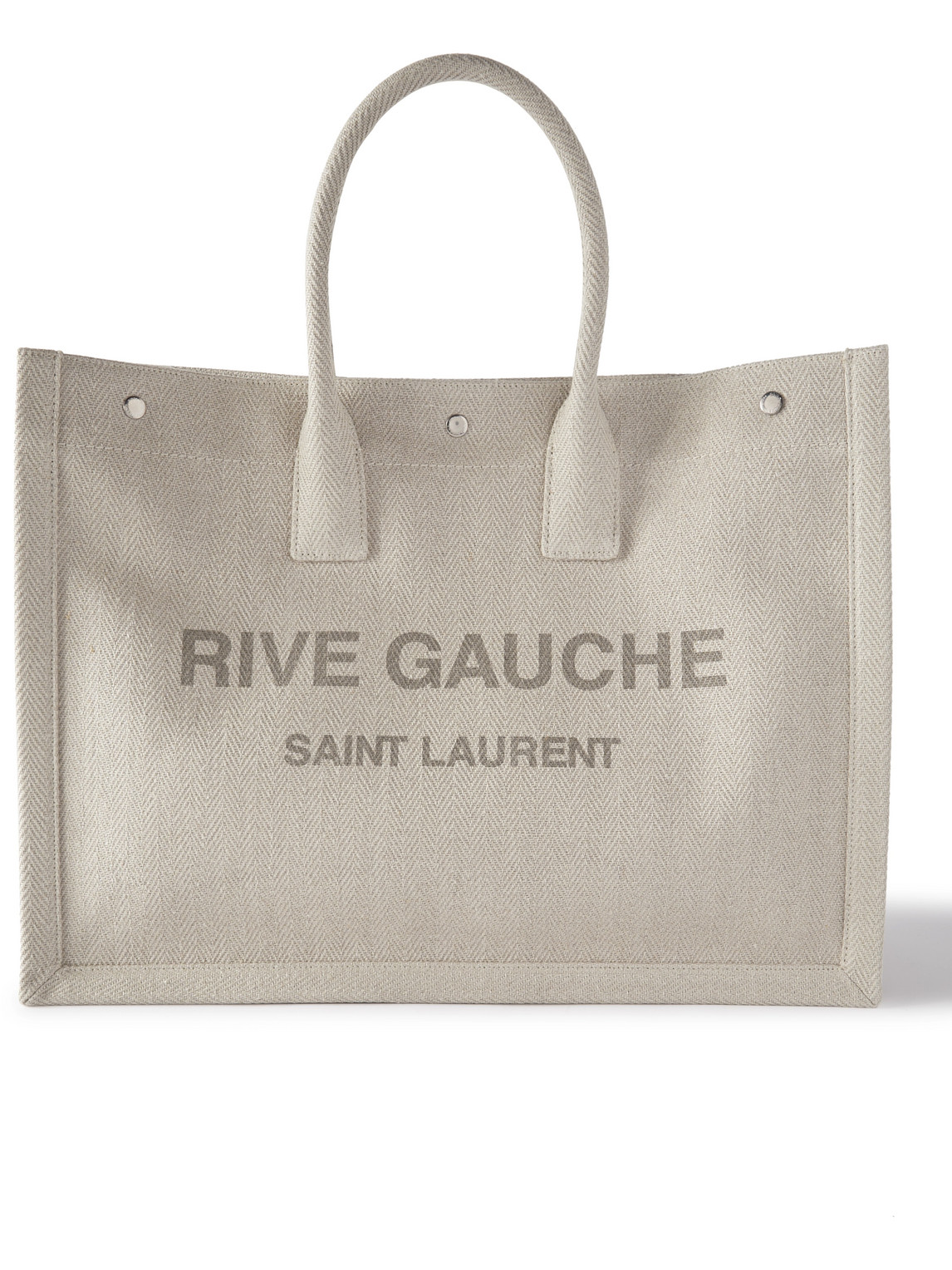 Saint Laurent Rive Gauche Logo-print Herringbone-twill Tote Bag In Unknown