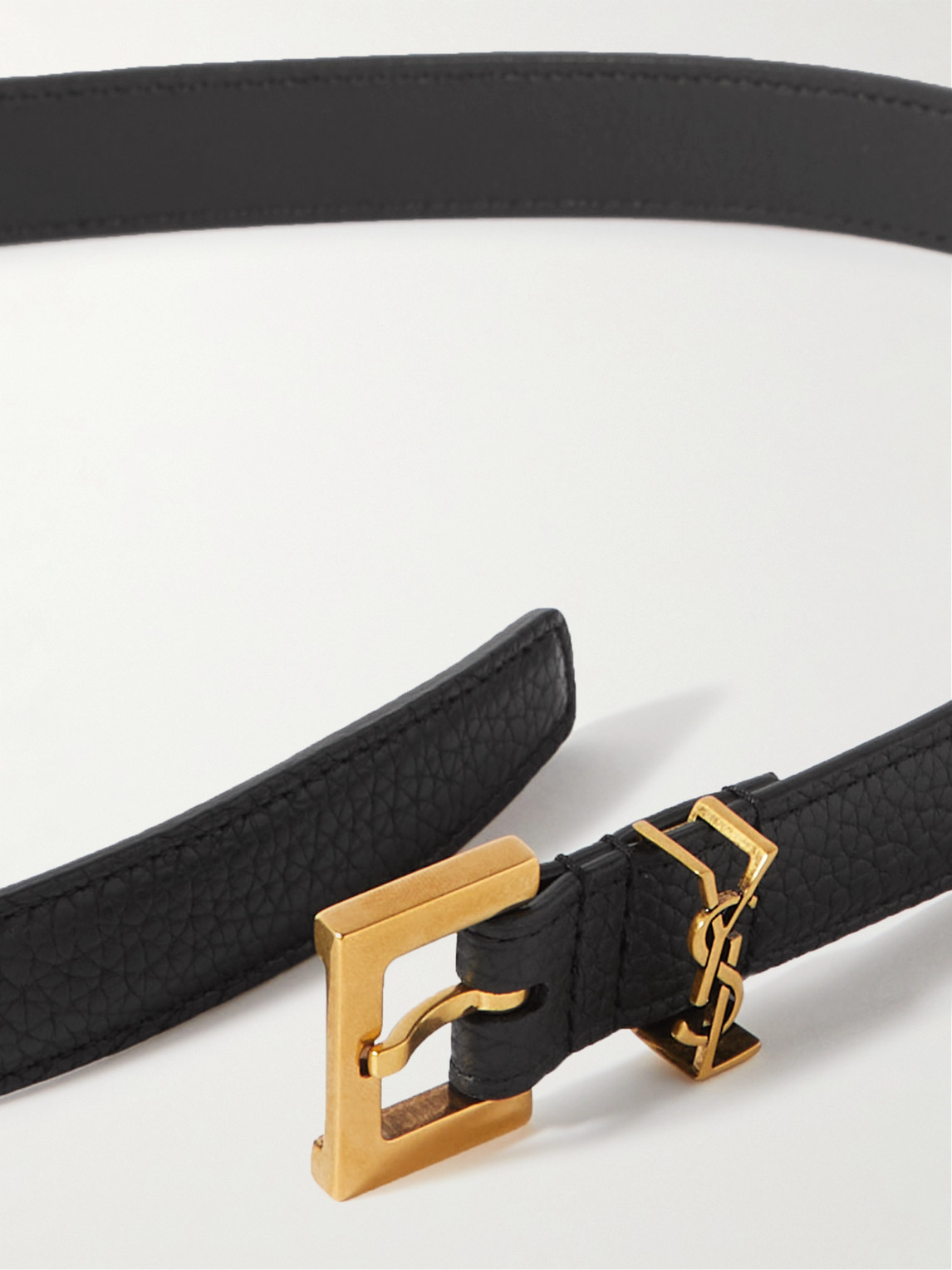 Shop Saint Laurent 2cm Full-grain Leather Belt In Black