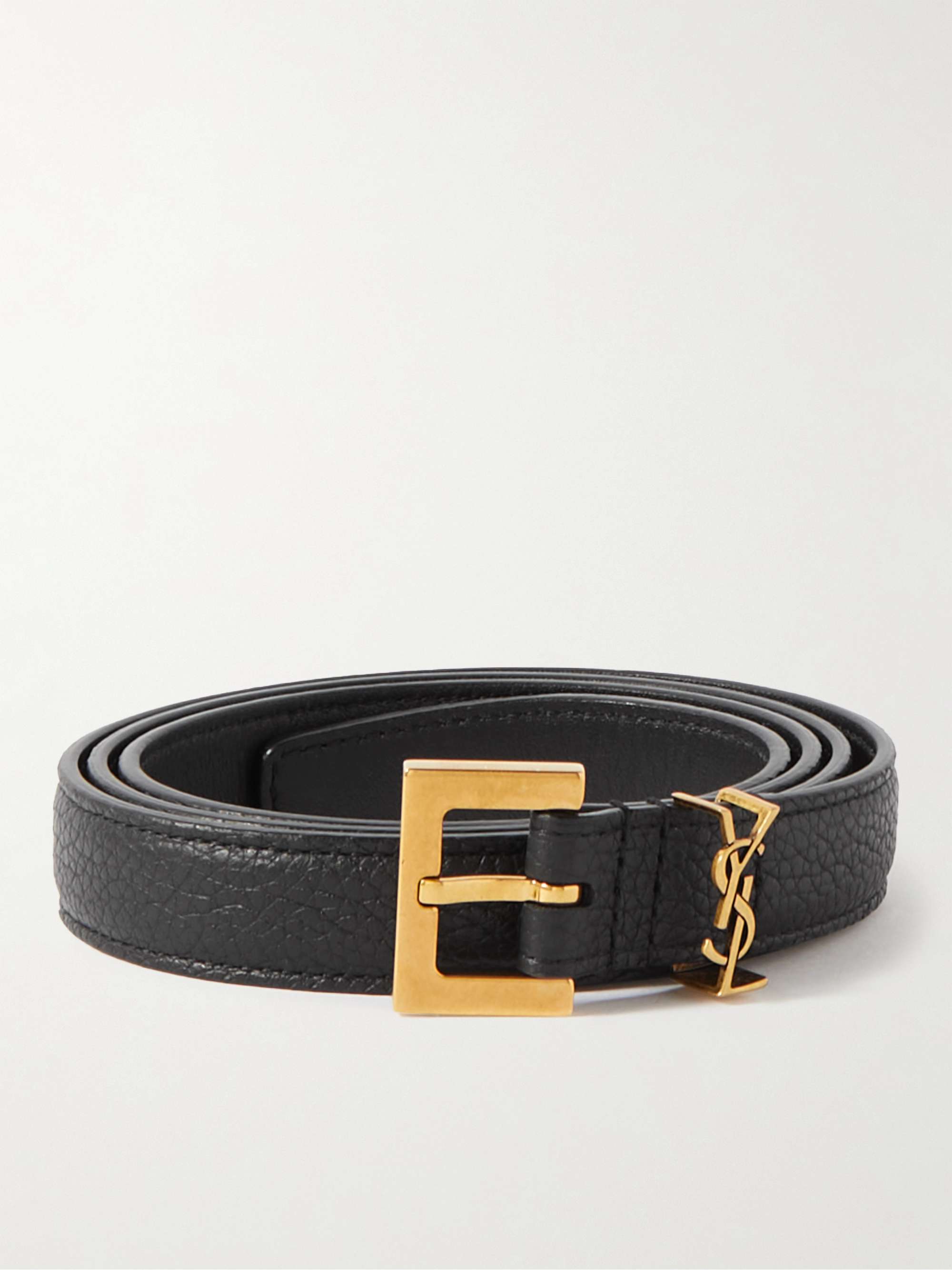 SAINT LAURENT 2cm Full-Grain Leather Belt for Men | MR PORTER