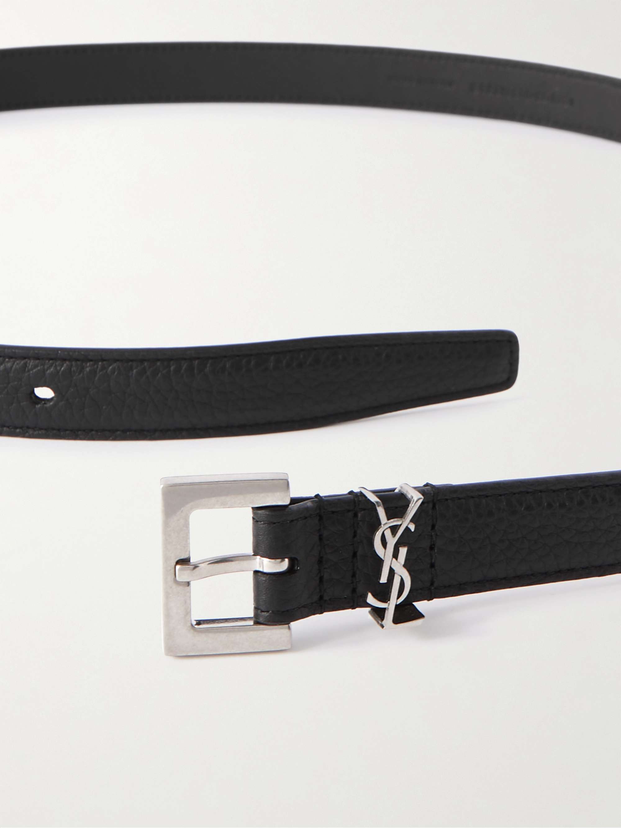 SAINT LAURENT フルグレイン レザーベルト 2cm | ミスターポーター