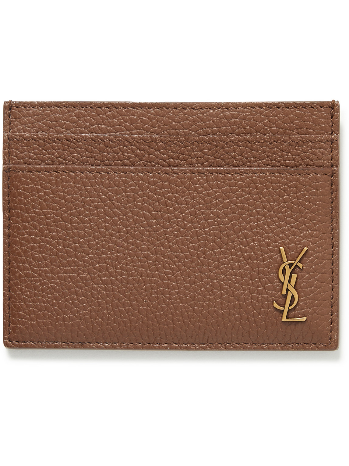Saint Laurent Logo-appliquéd Full-grain Leather Cardholder In