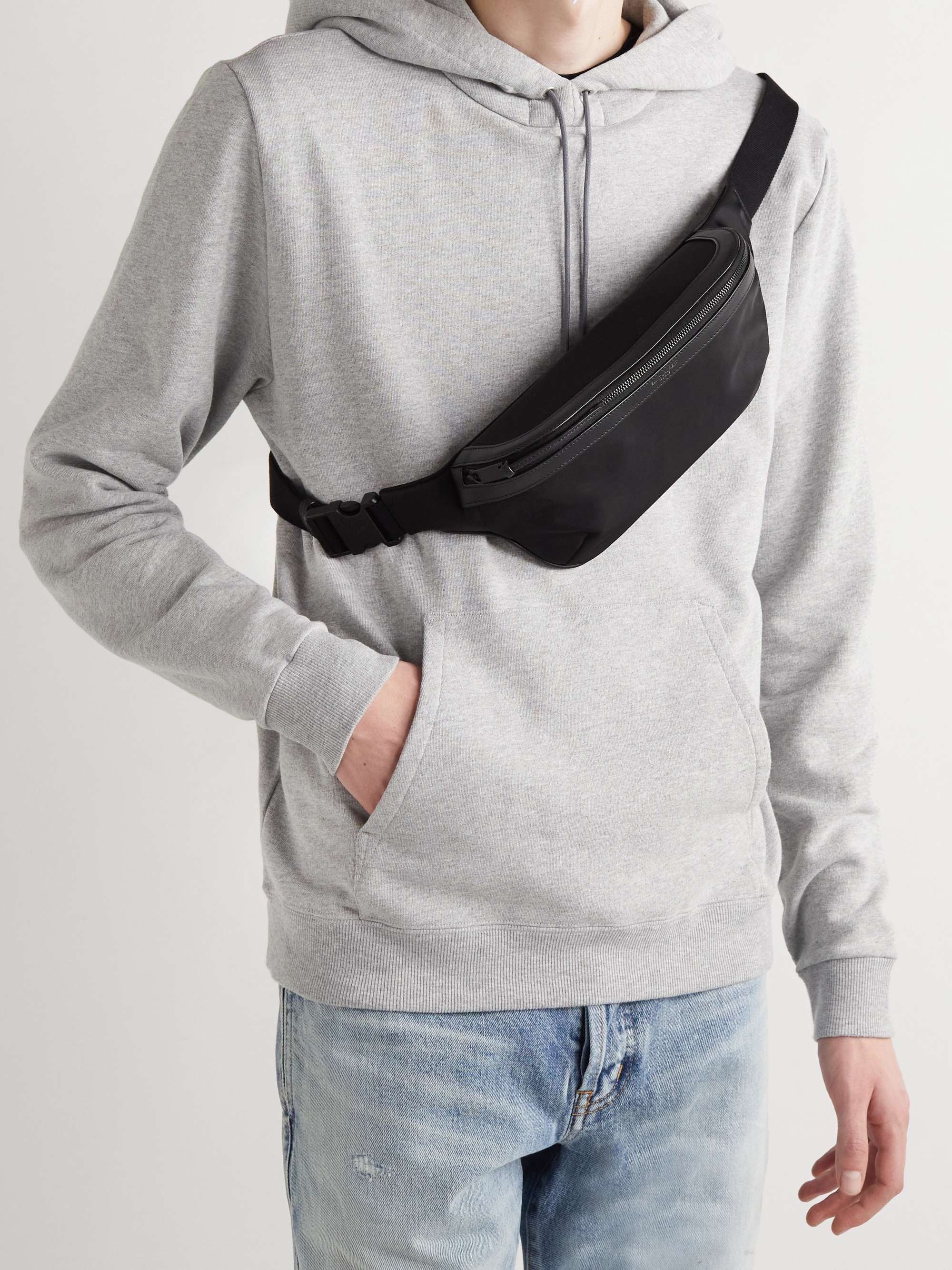 SAINT LAURENT Leather-Trimmed Nylon Belt Bag