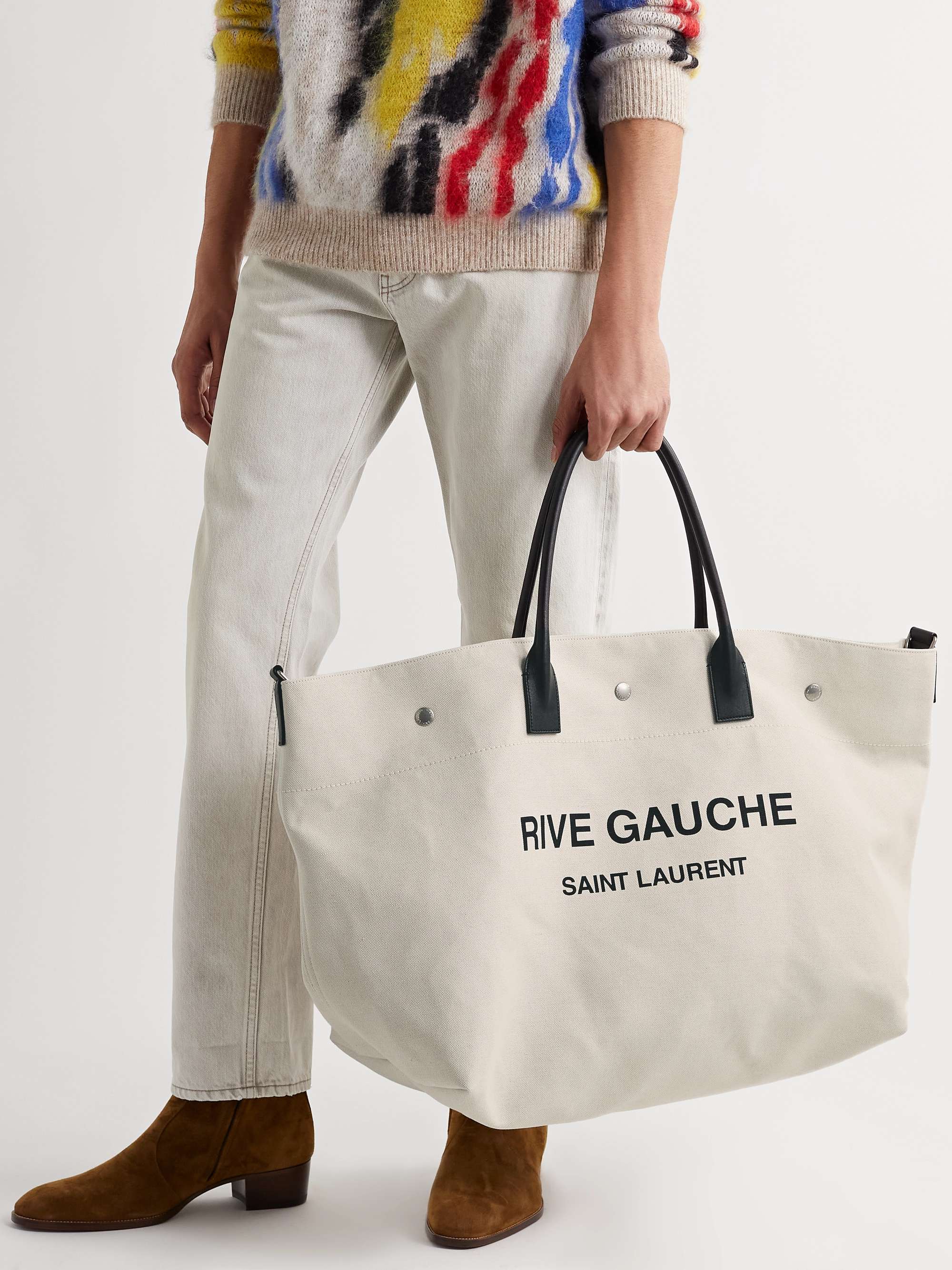 Saint Laurent // Cream Rive Gauche Coated Canvas Tote Bag – VSP Consignment