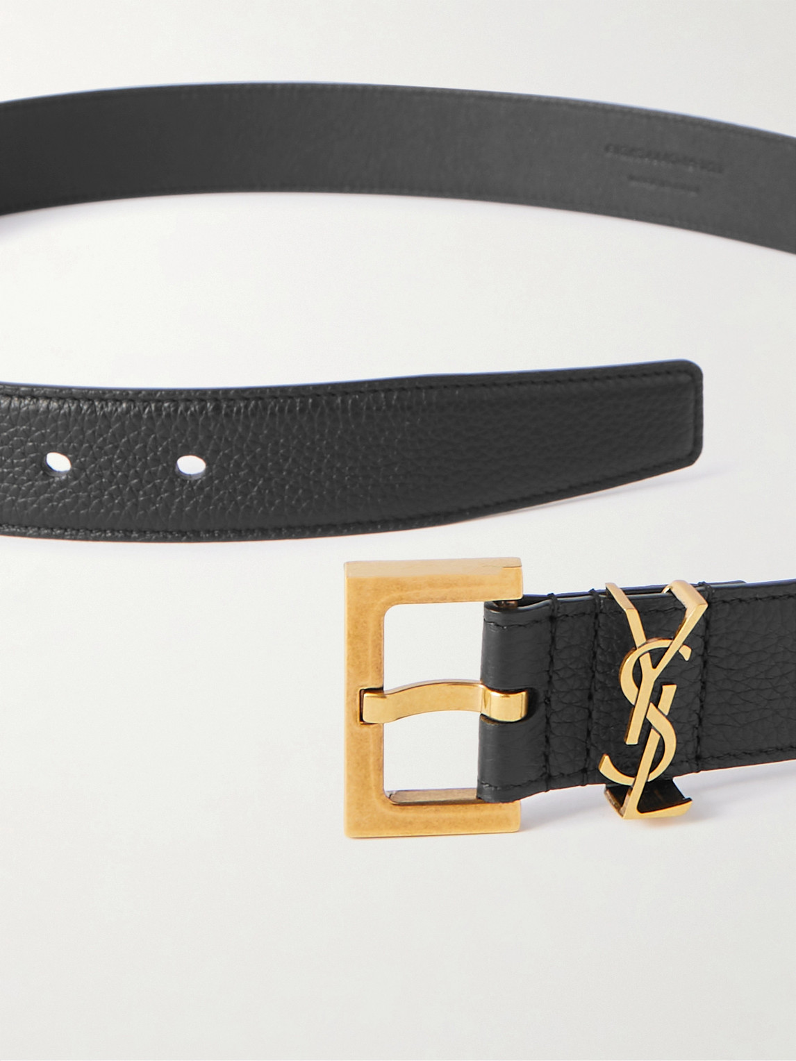 Shop Saint Laurent 3cm Full-grain Leather Belt In Black