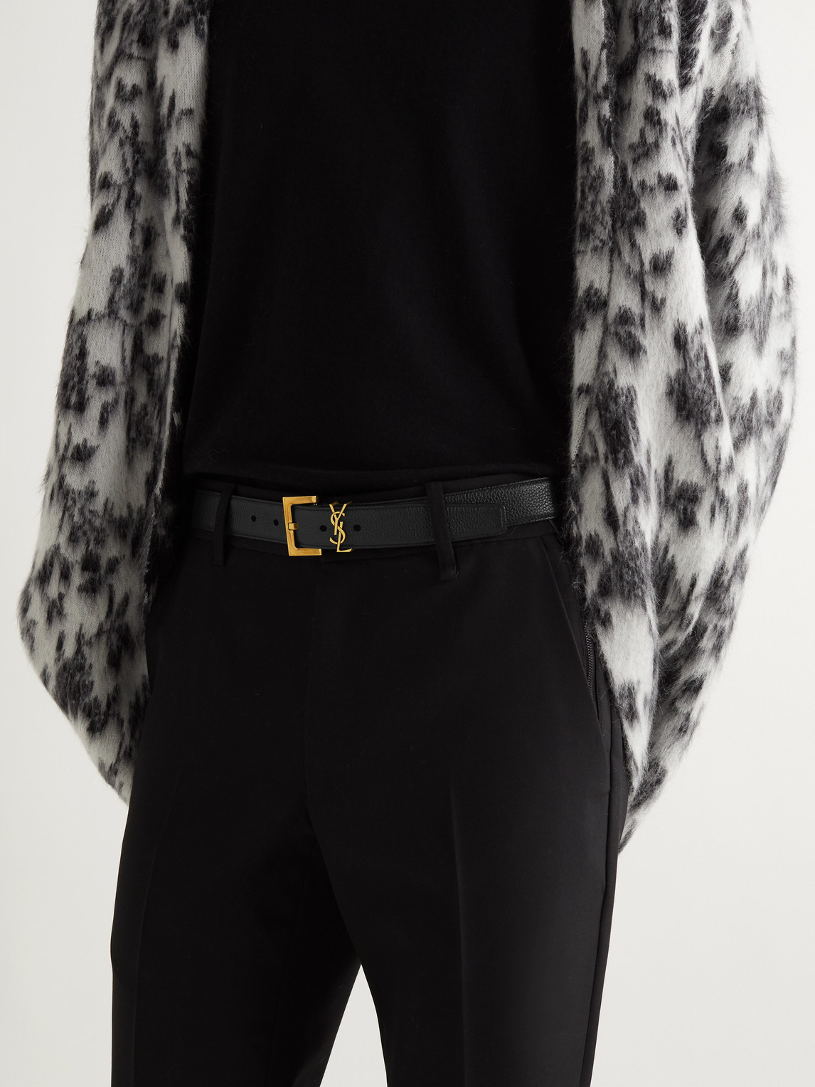 SAINT LAURENT 3CM FULL-GRAIN LEATHER BELT
