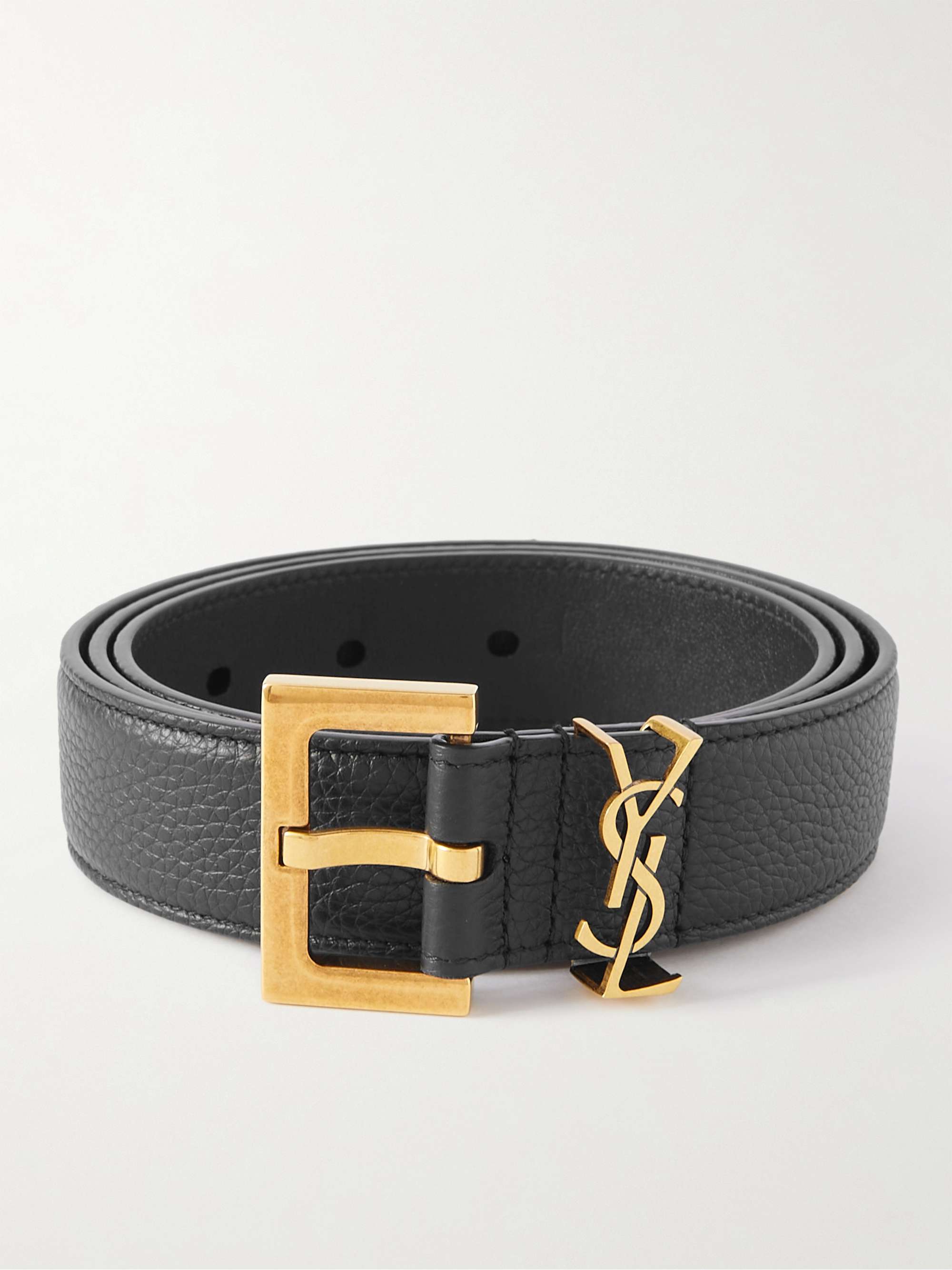 SAINT LAURENT 3cm Full-Grain Leather Belt for Men