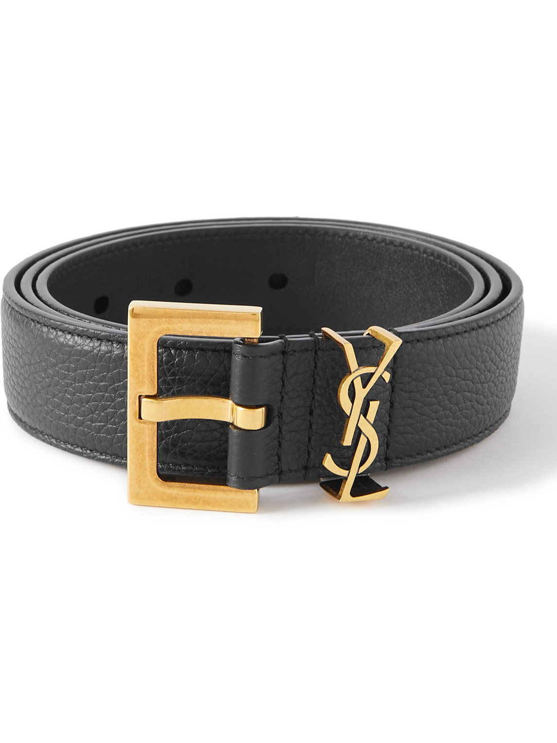 Saint Laurent 3cm Full-grain Leather Belt In Black