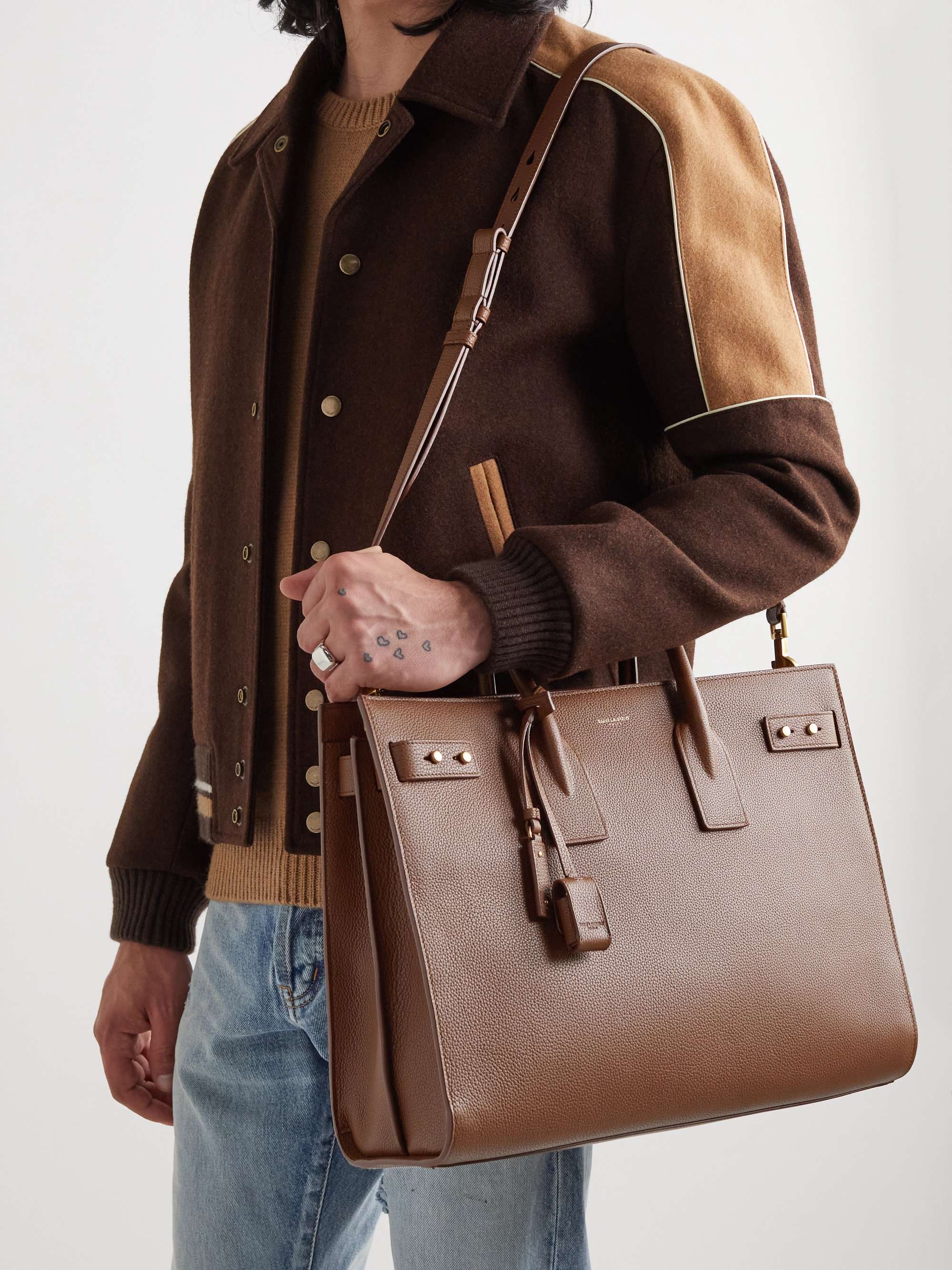 Saint Laurent - Men - Sac de Jour Large Full-Grain Leather Tote Bag Brown