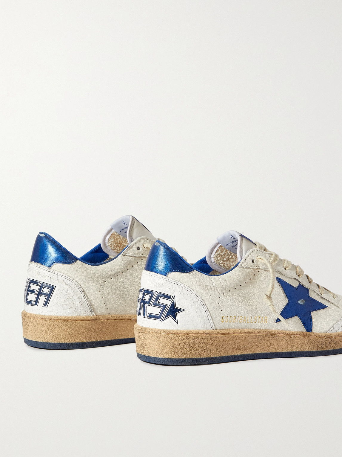 Shop Golden Goose Ball Star Distressed Leather Sneakers In White