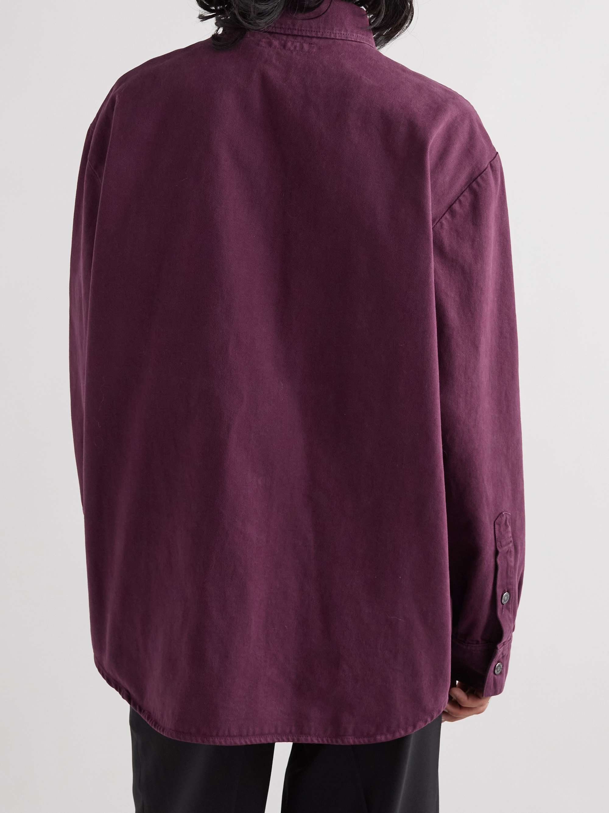 RAF SIMONS Logo-Appliquéd Cotton-Denim Shirt