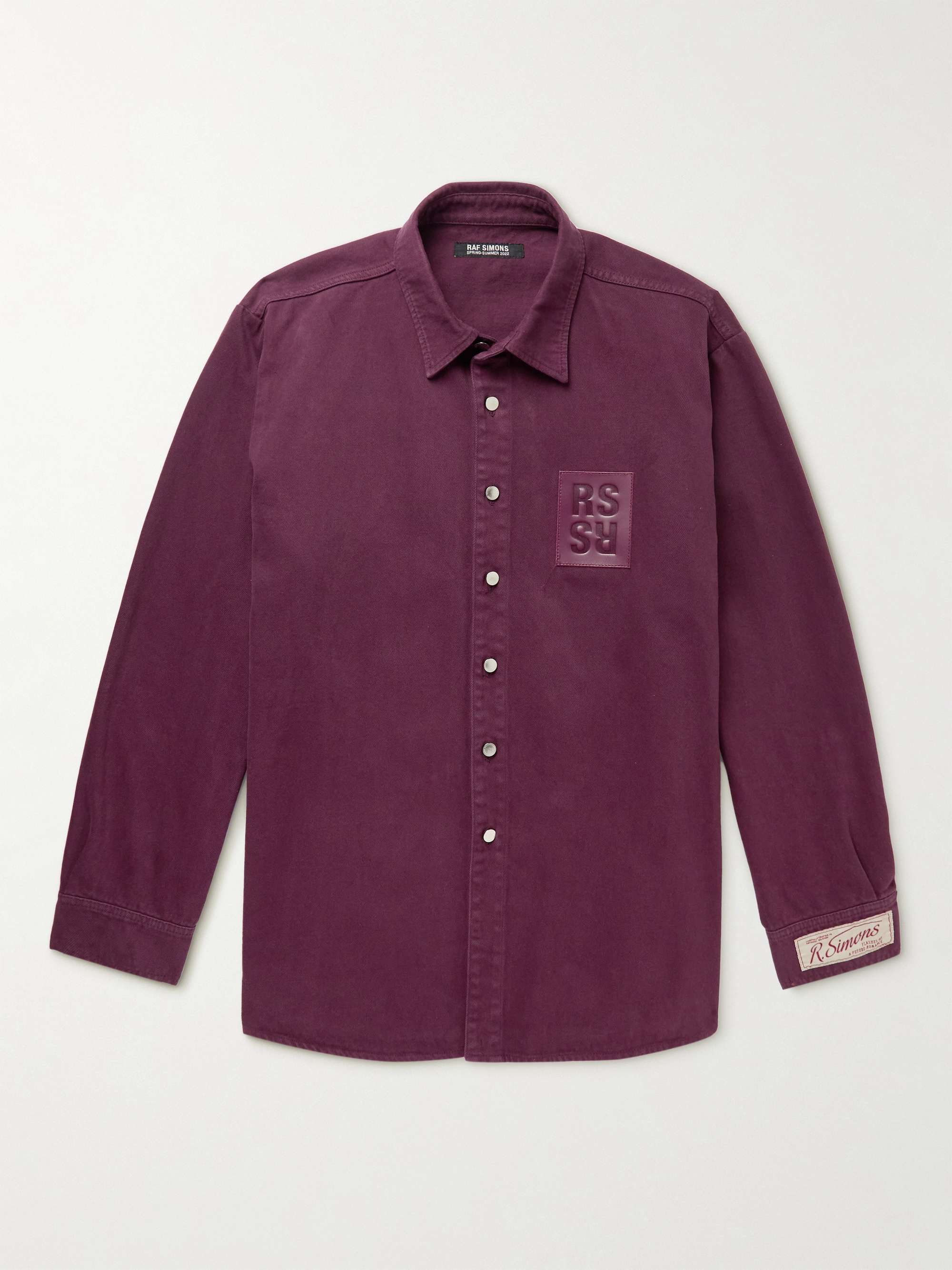 RAF SIMONS Logo-Appliquéd Cotton-Denim Shirt