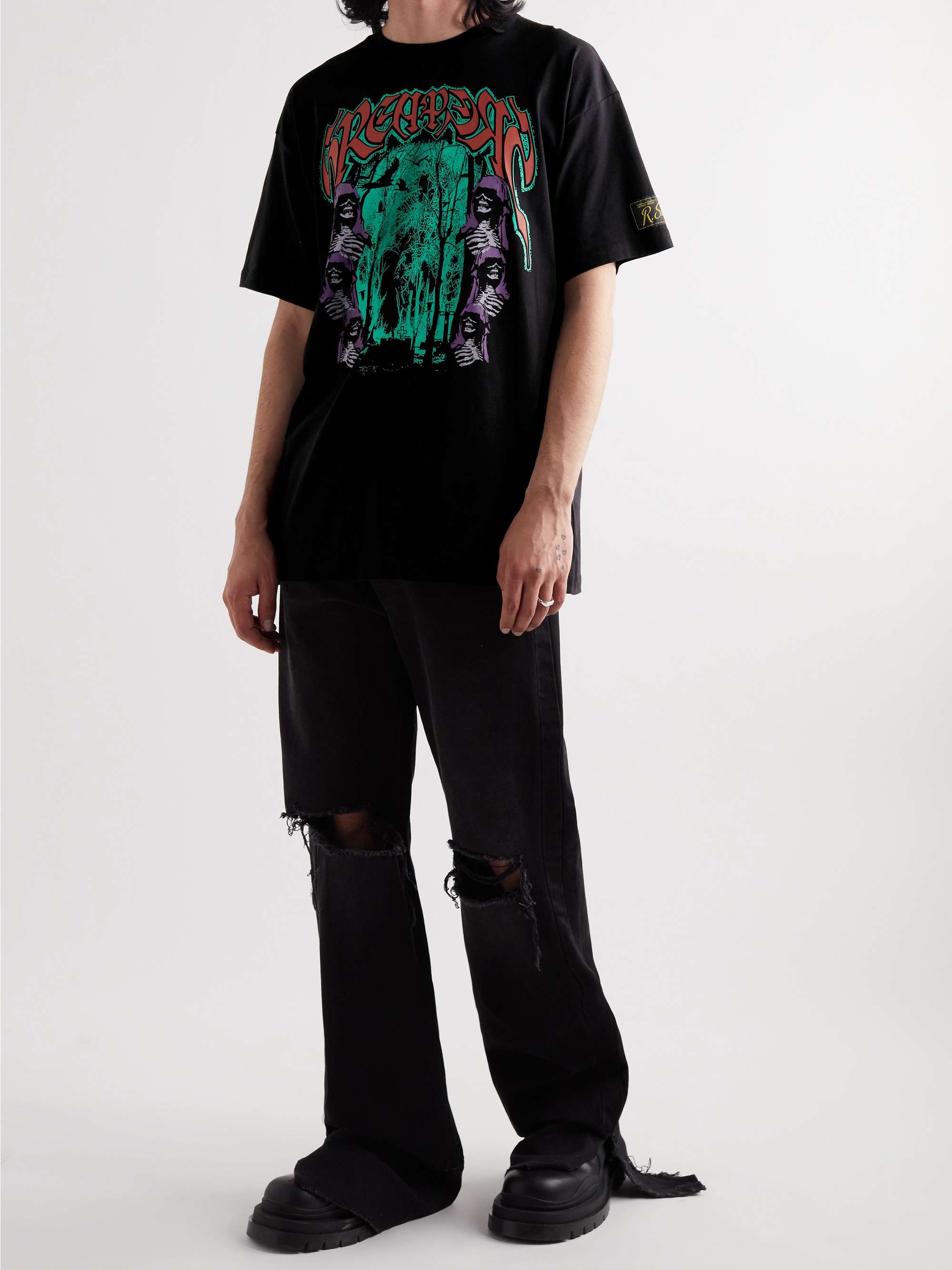 RAF SIMONS Oversized Printed Cotton-Jersey T-Shirt