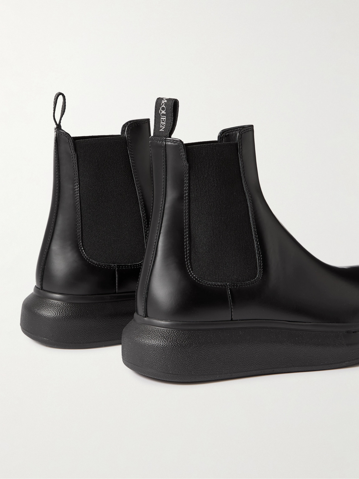 Shop Alexander Mcqueen Hybrid Leather Chelsea Boots In Black