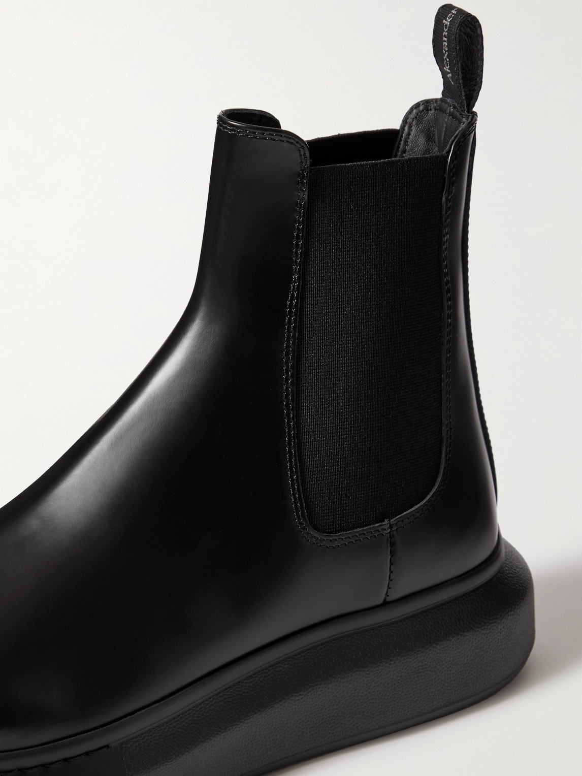 Shop Alexander Mcqueen Hybrid Leather Chelsea Boots In Black