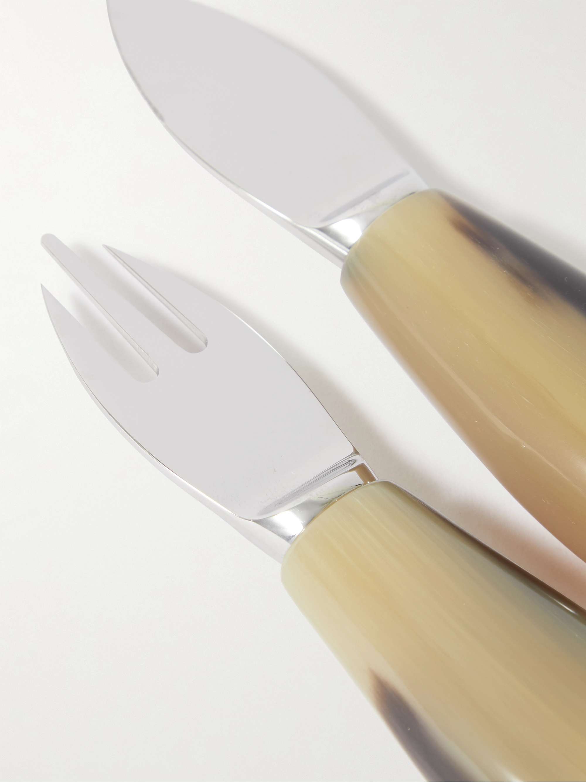 BRUNELLO CUCINELLI Horn and Stainless Steel Set of Two Cheese Knives
