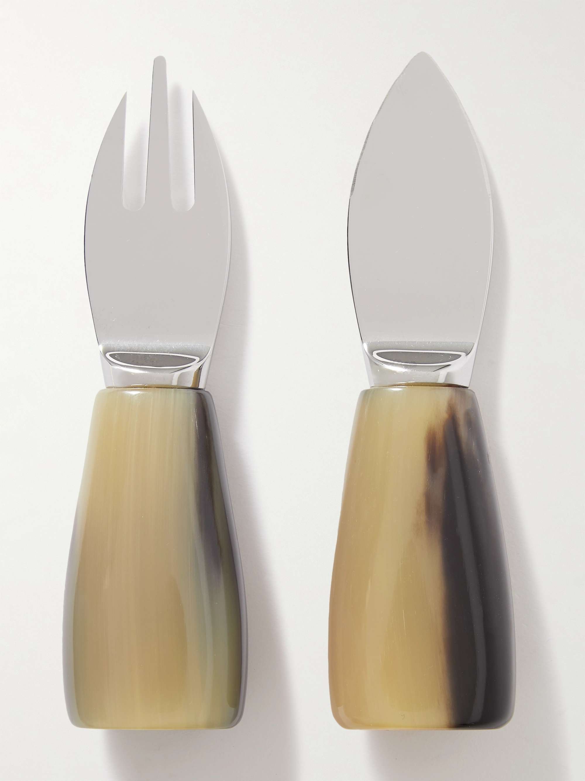 BRUNELLO CUCINELLI Horn and Stainless Steel Set of Two Cheese Knives