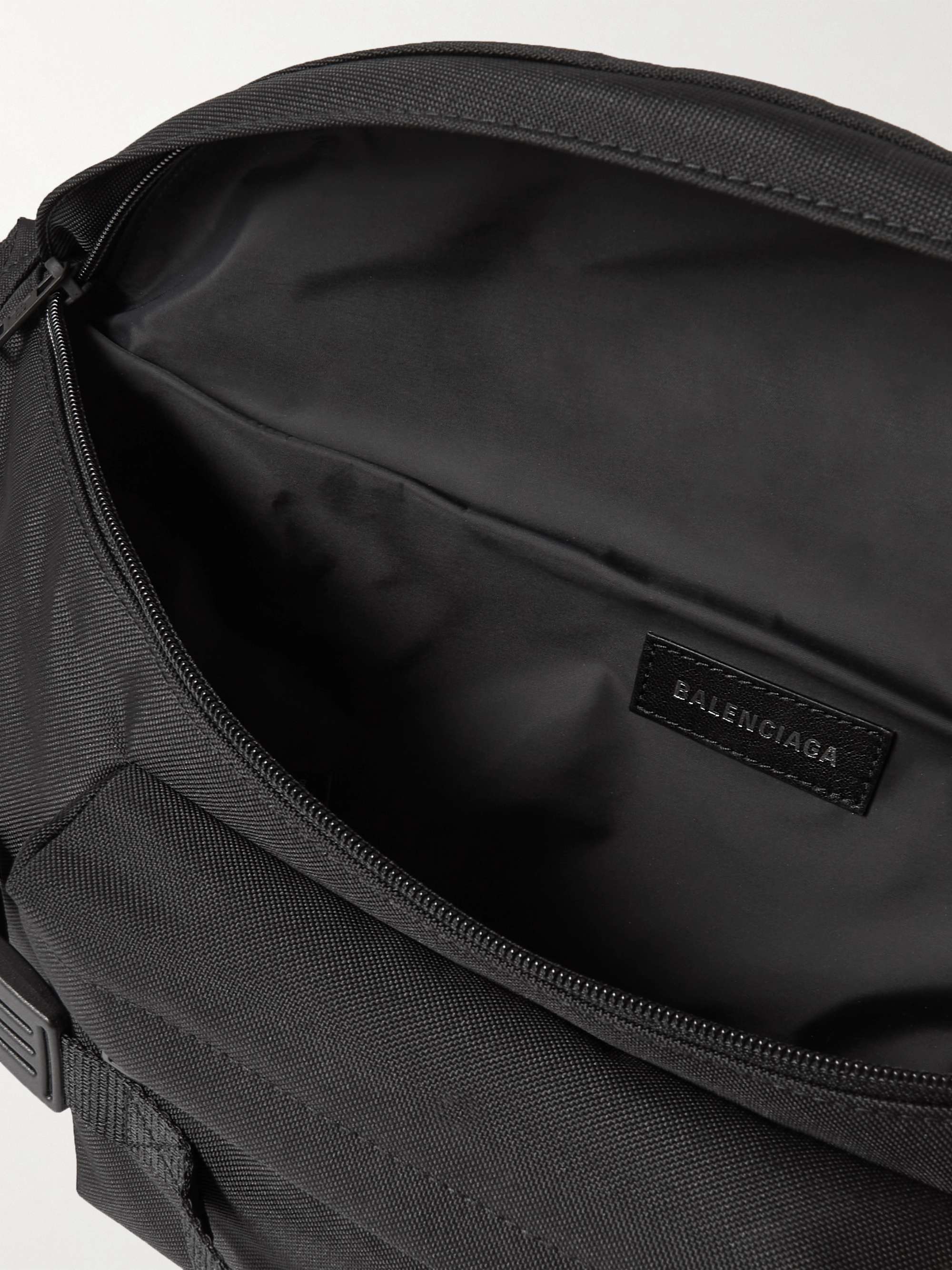 BALENCIAGA Army Large Logo-Print Recycled Nylon Belt Bag