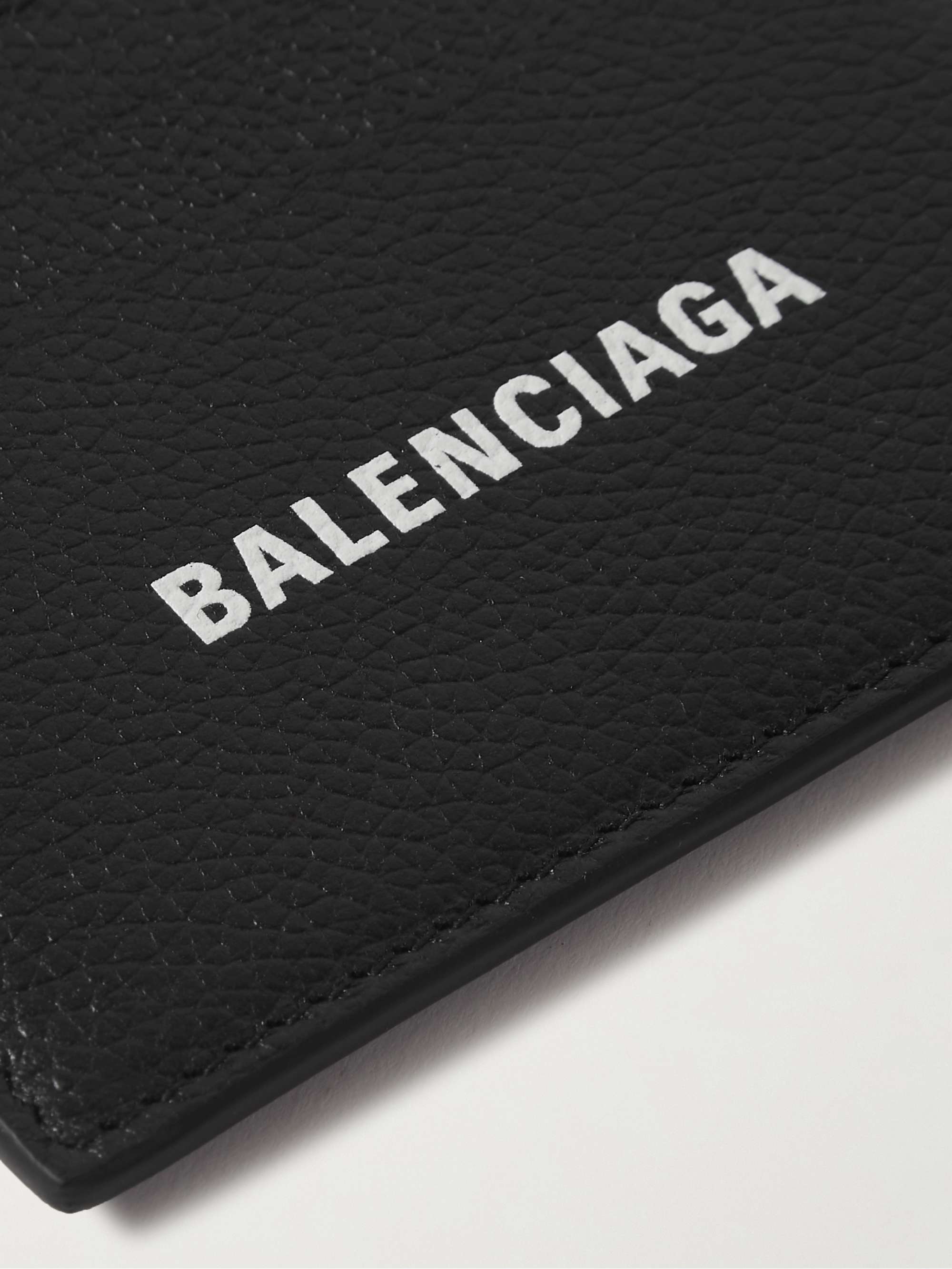 BALENCIAGA Logo-Print Full-Grain Leather Cardholder for Men