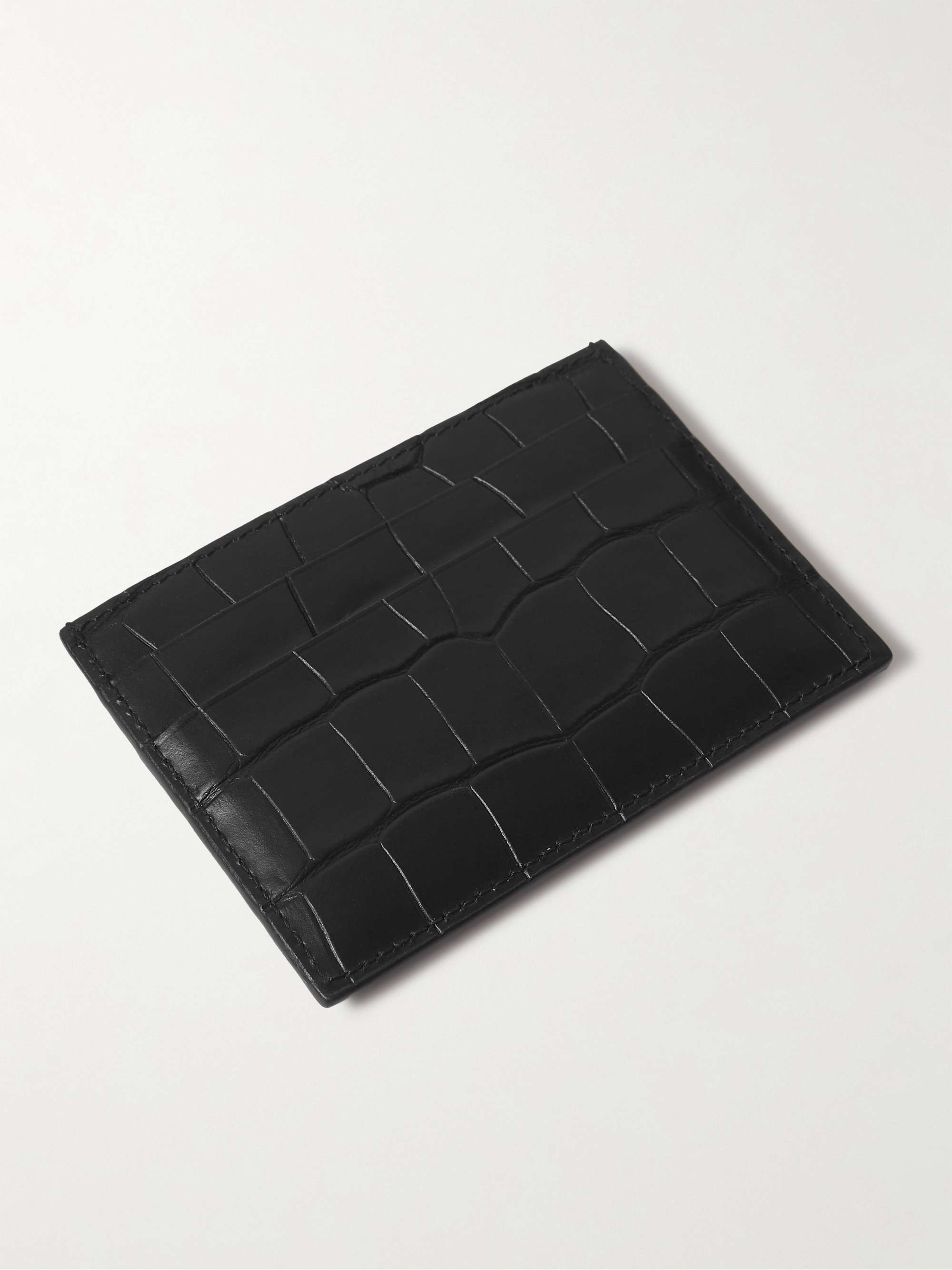 BALENCIAGA Logo-Print Croc-Effect Leather Cardholder