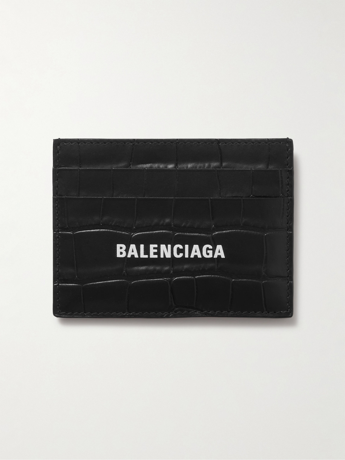 Balenciaga Logo-Print Croc-Effect Leather Cardholder - Men