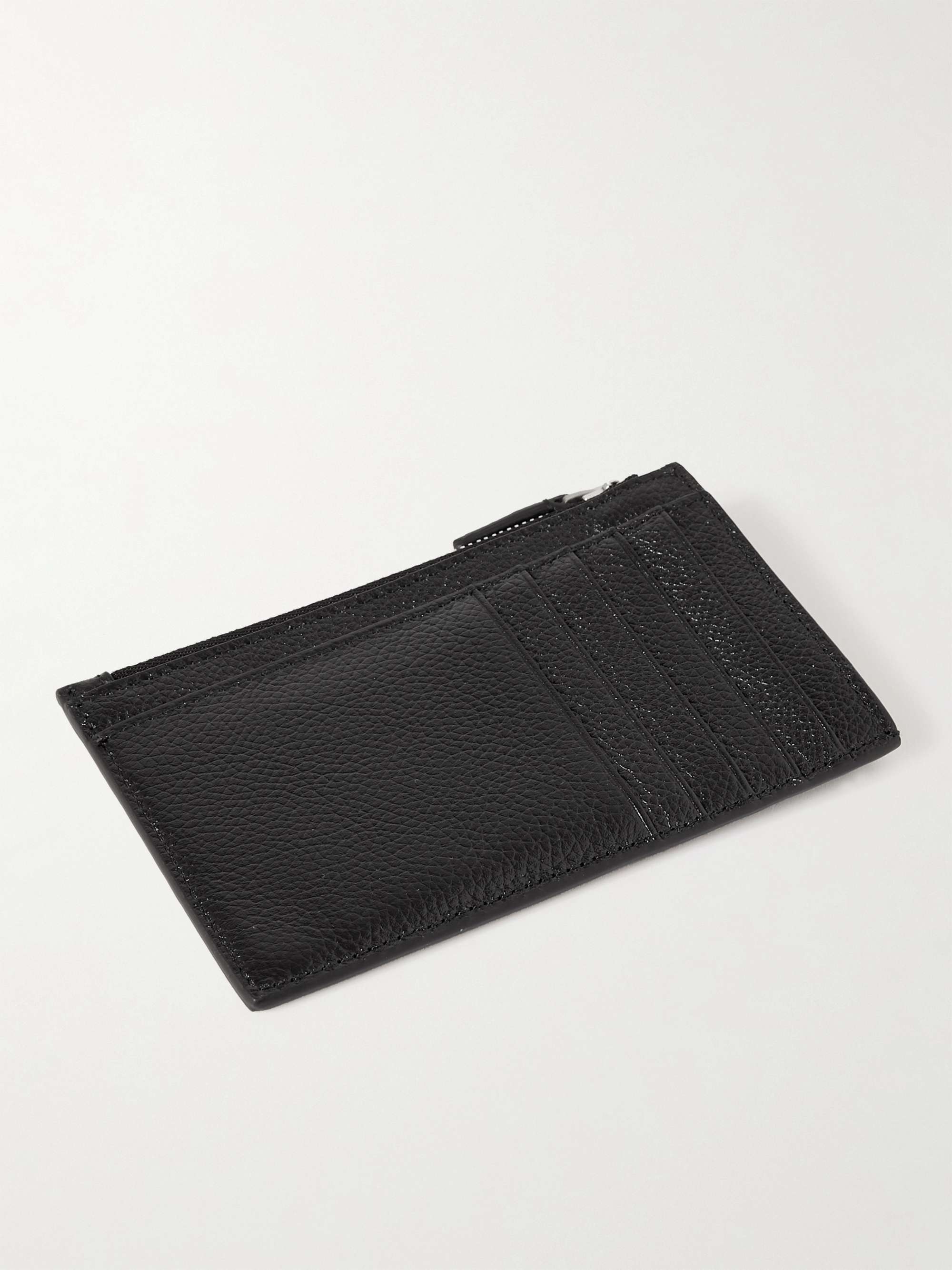 BALENCIAGA Cash Logo-Print Full-Grain Leather Zipped Cardholder