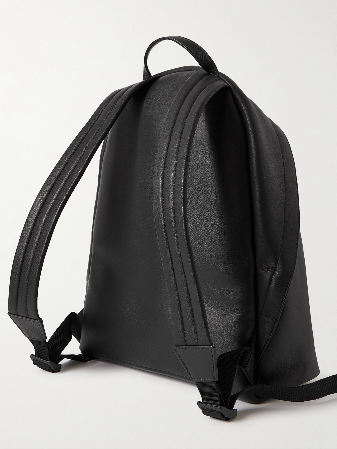 Shop Balenciaga Logo-print Leather Backpack In Black