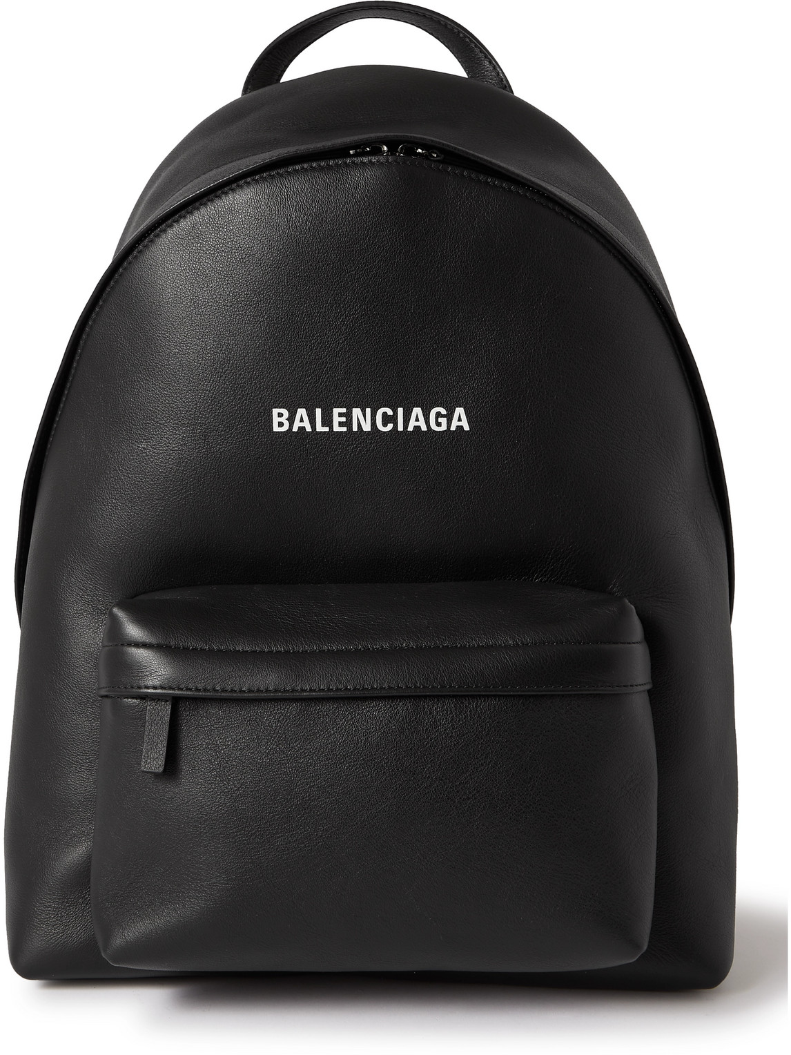 Balenciaga Logo-print Leather Backpack In Black