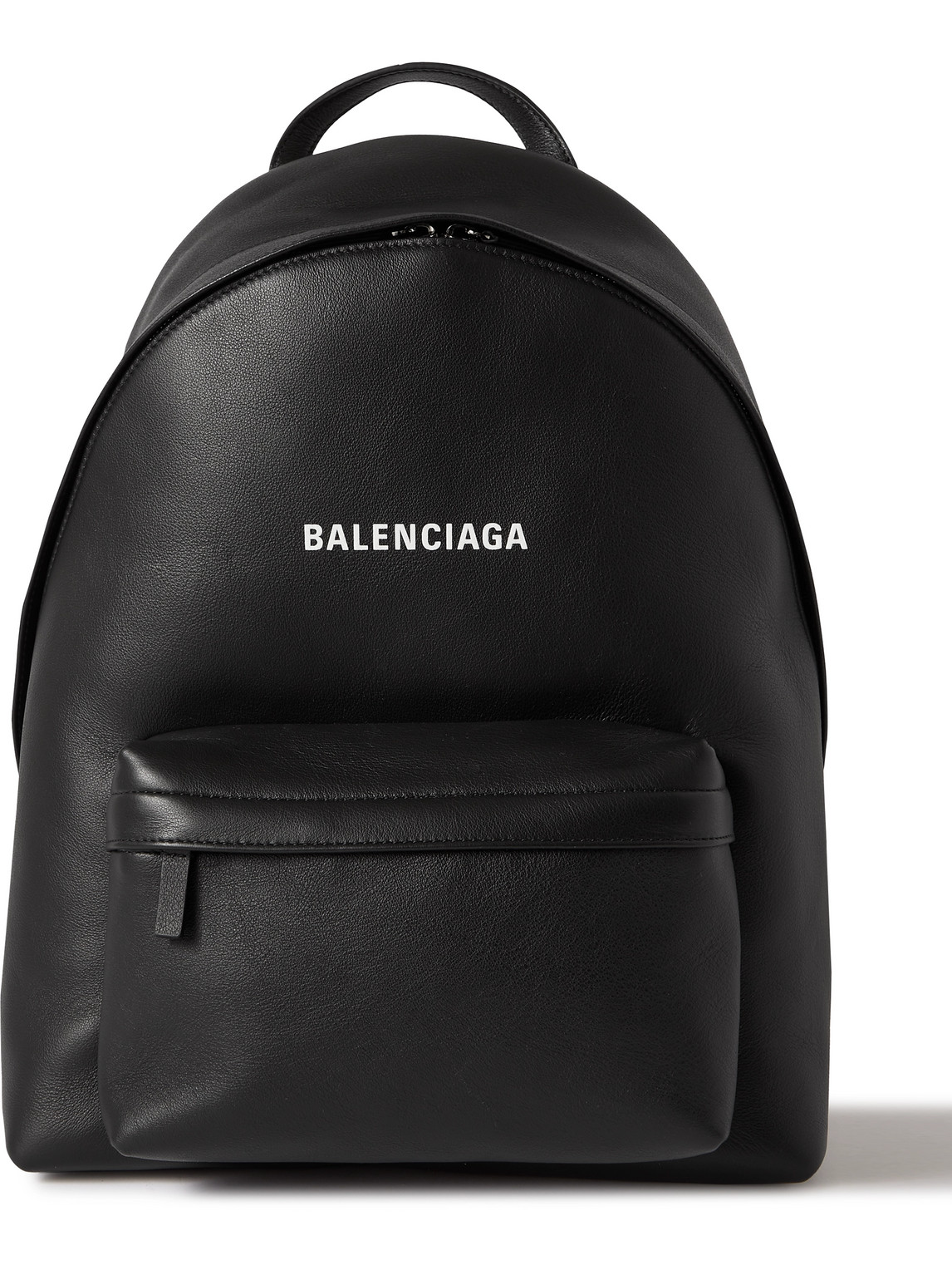 Balenciaga Logo-print Leather Backpack In Black