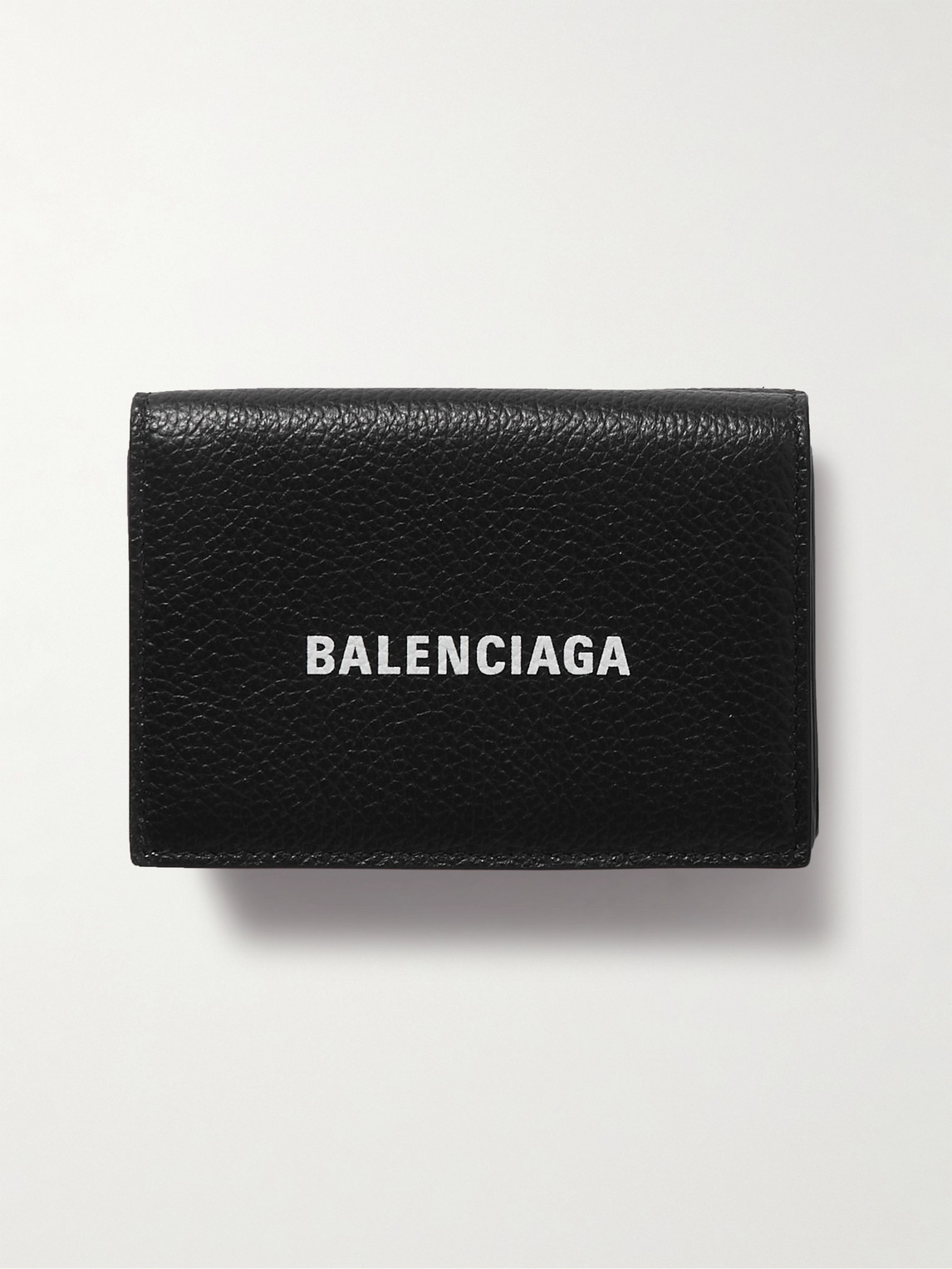 Balenciaga Logo-Print Full-Grain Leather Trifold Wallet - Men
