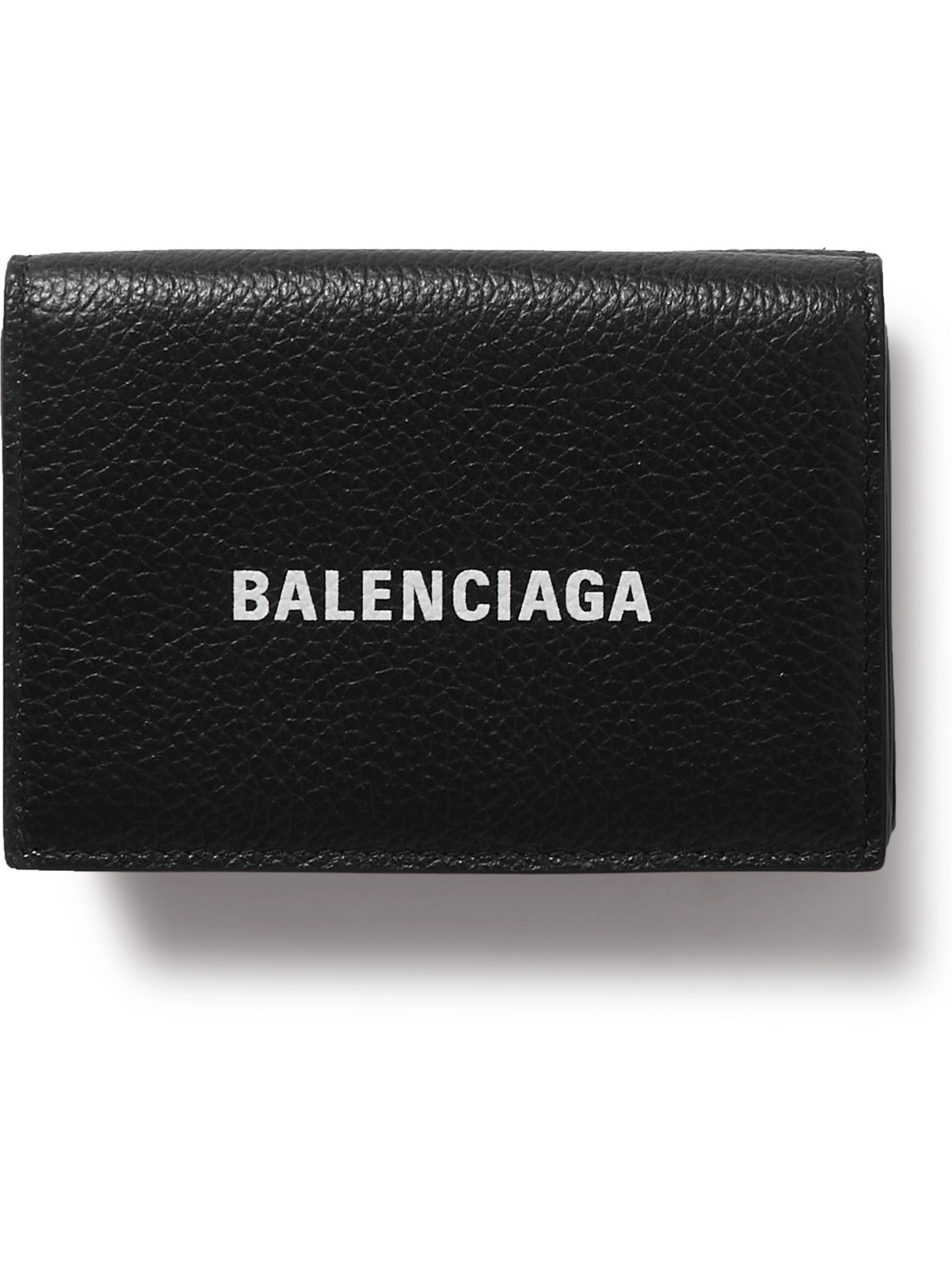 Balenciaga Logo-print Full-grain Leather Trifold Wallet In Black