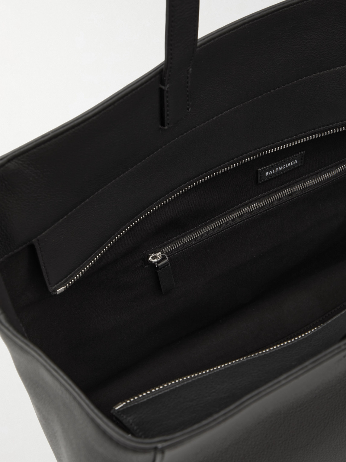 Shop Balenciaga Logo-print Leather Tote Bag In Black