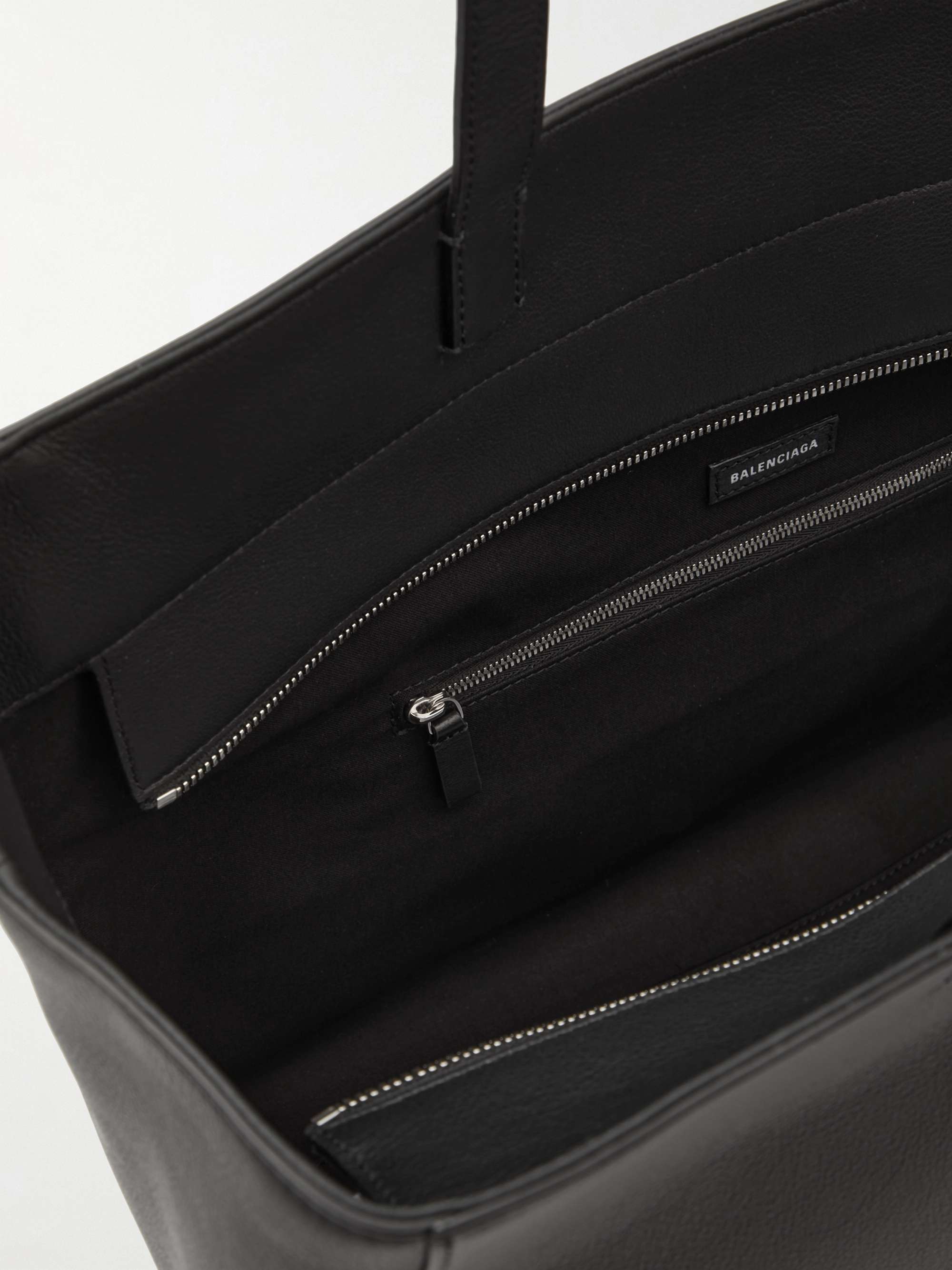 BALENCIAGA Logo-Print Leather Tote Bag