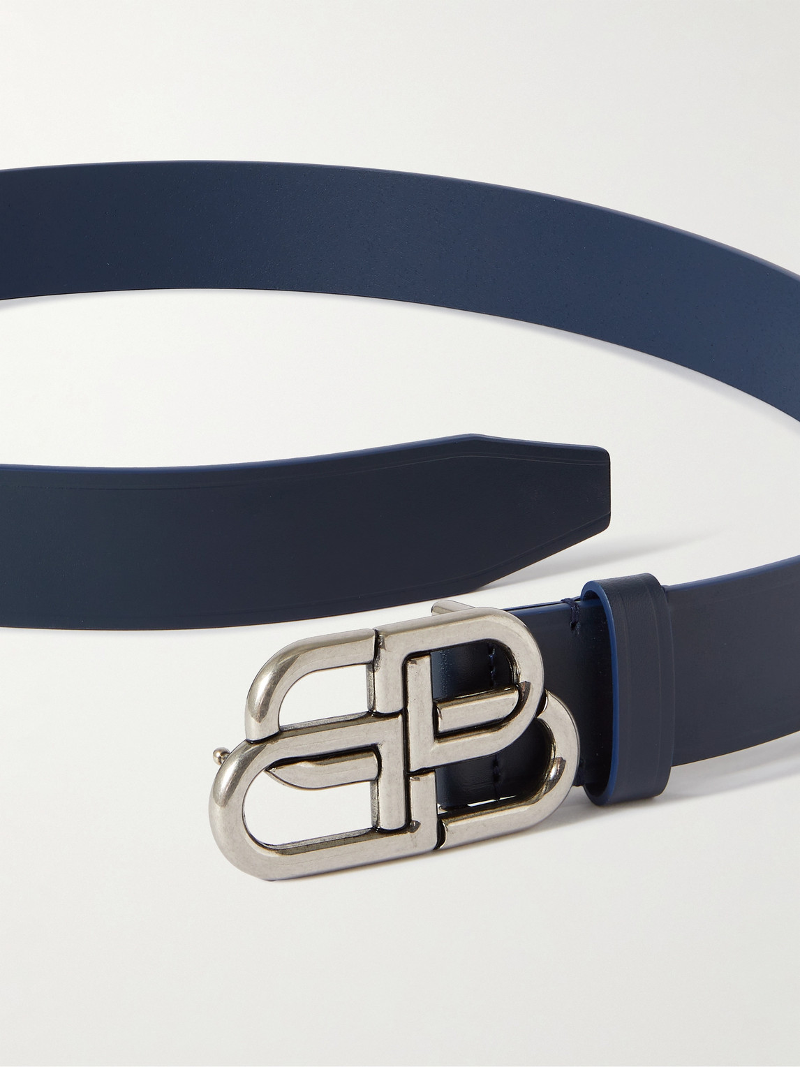 Shop Balenciaga 3.5cm Logo-embellished Leather Belt In Blue