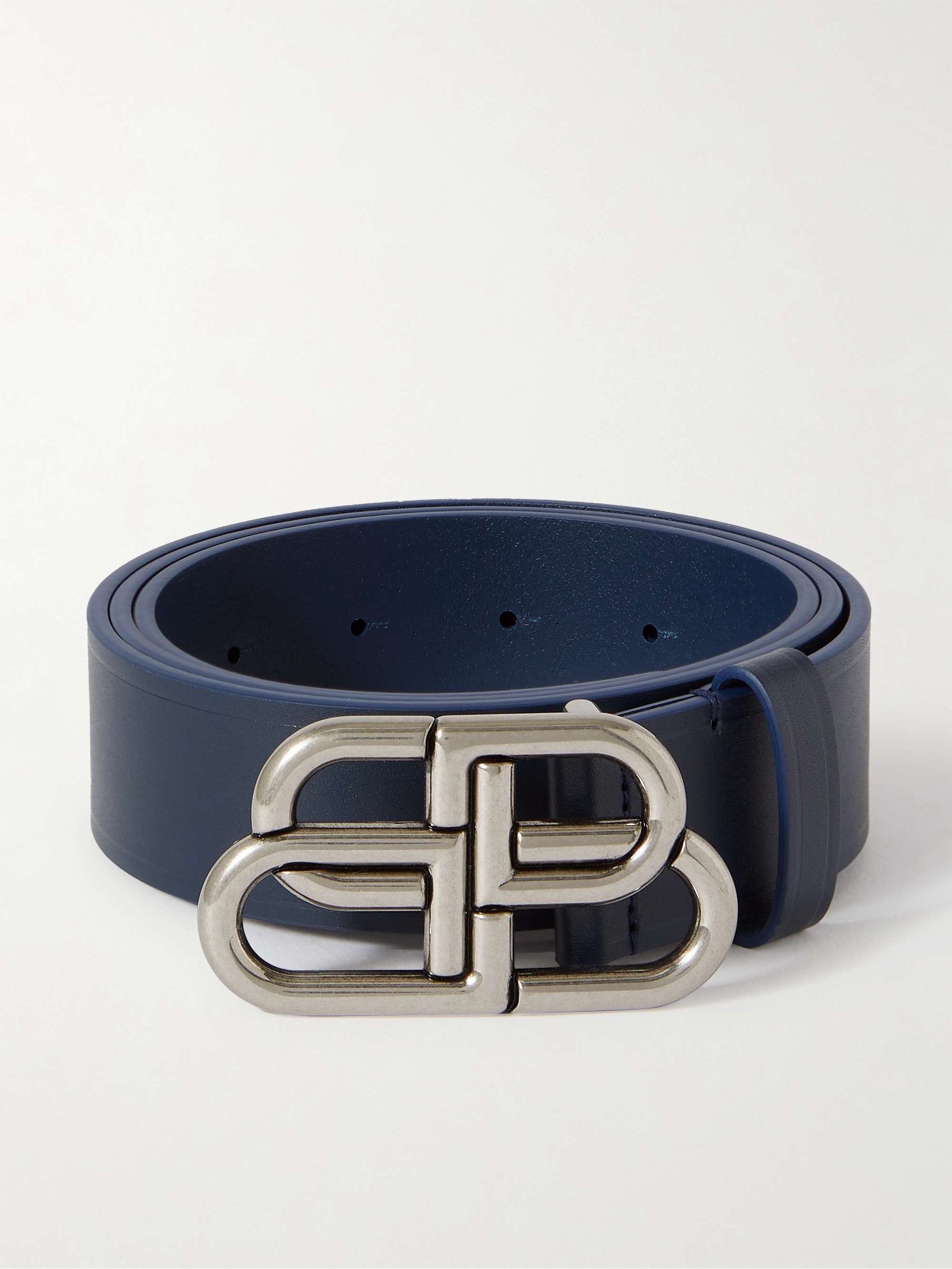 Leather belt with logo