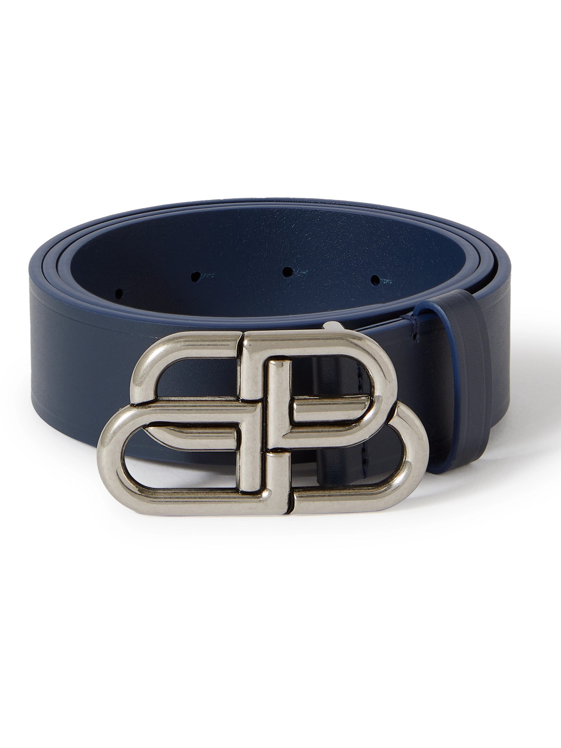 Balenciaga 3.5cm Logo-embellished Leather Belt In Blue
