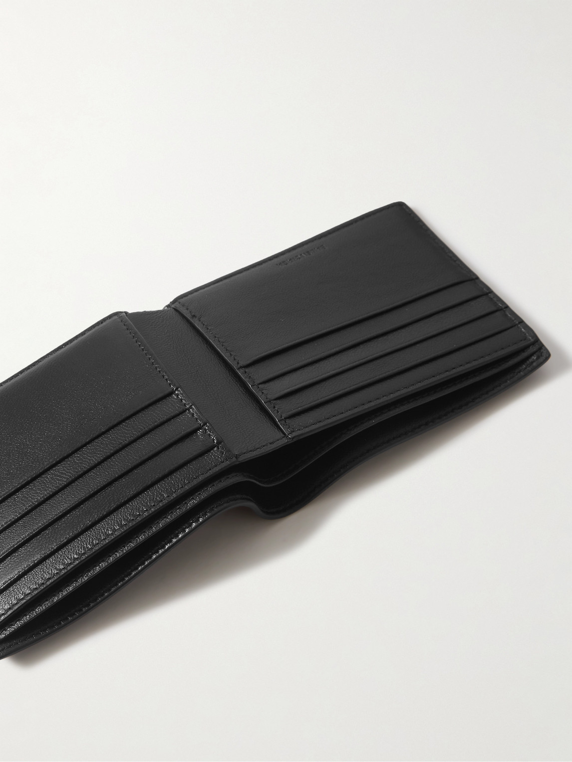 Shop Balenciaga Logo-print Full-grain Leather Billfold Wallet In Black