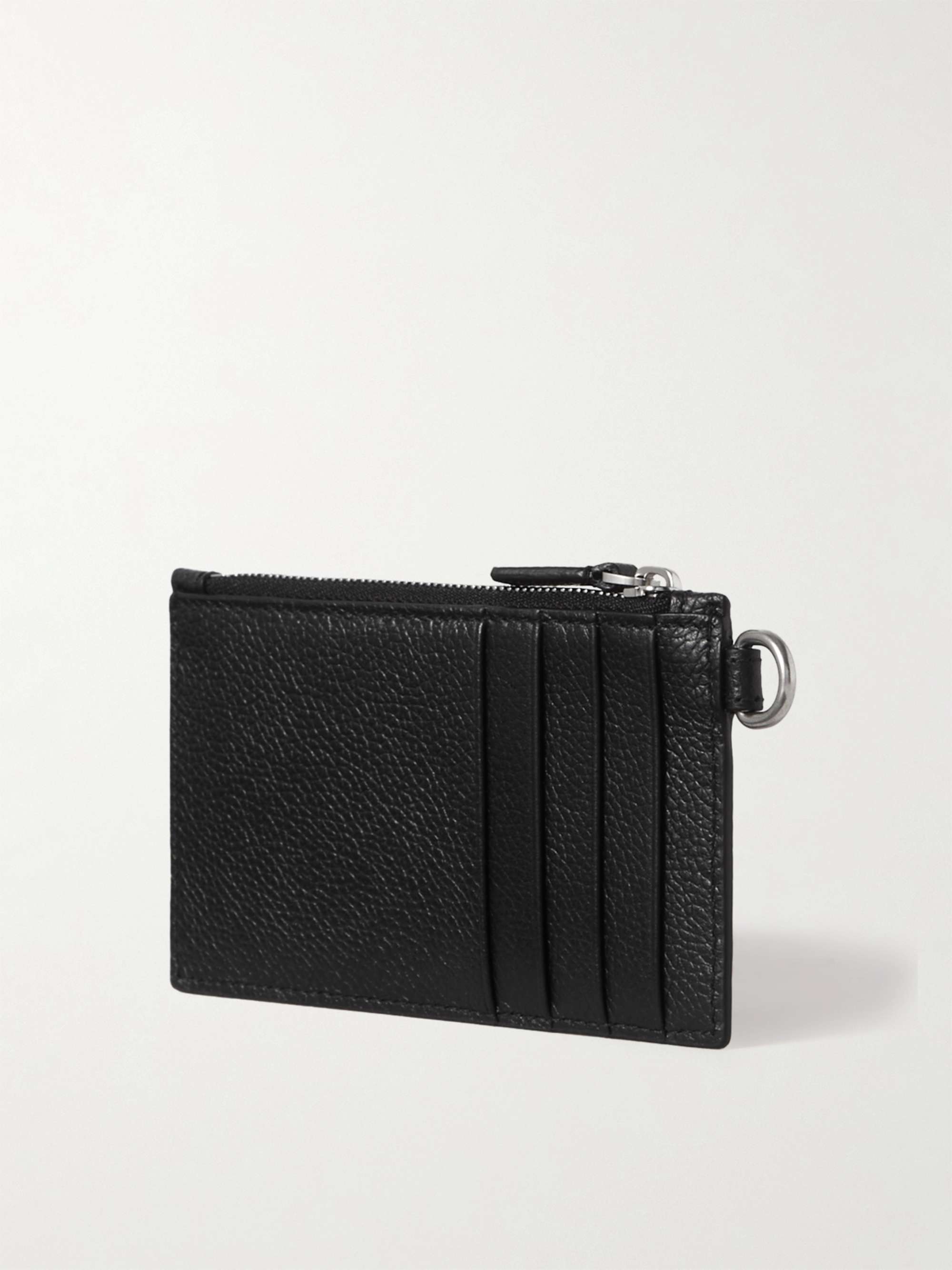BALENCIAGA Reflective Logo-Print Leather Zipped Cardholder with Lanyard