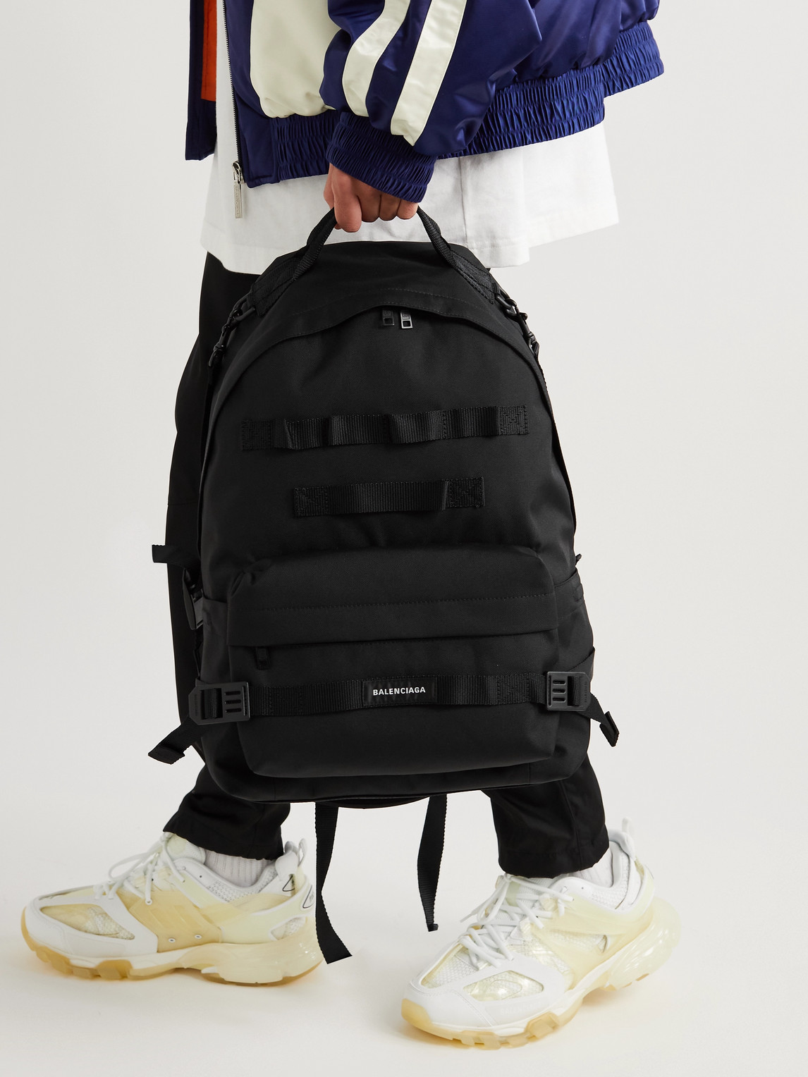 Shop Balenciaga Army Webbing-trimmed Recycled Canvas Backpack In Black