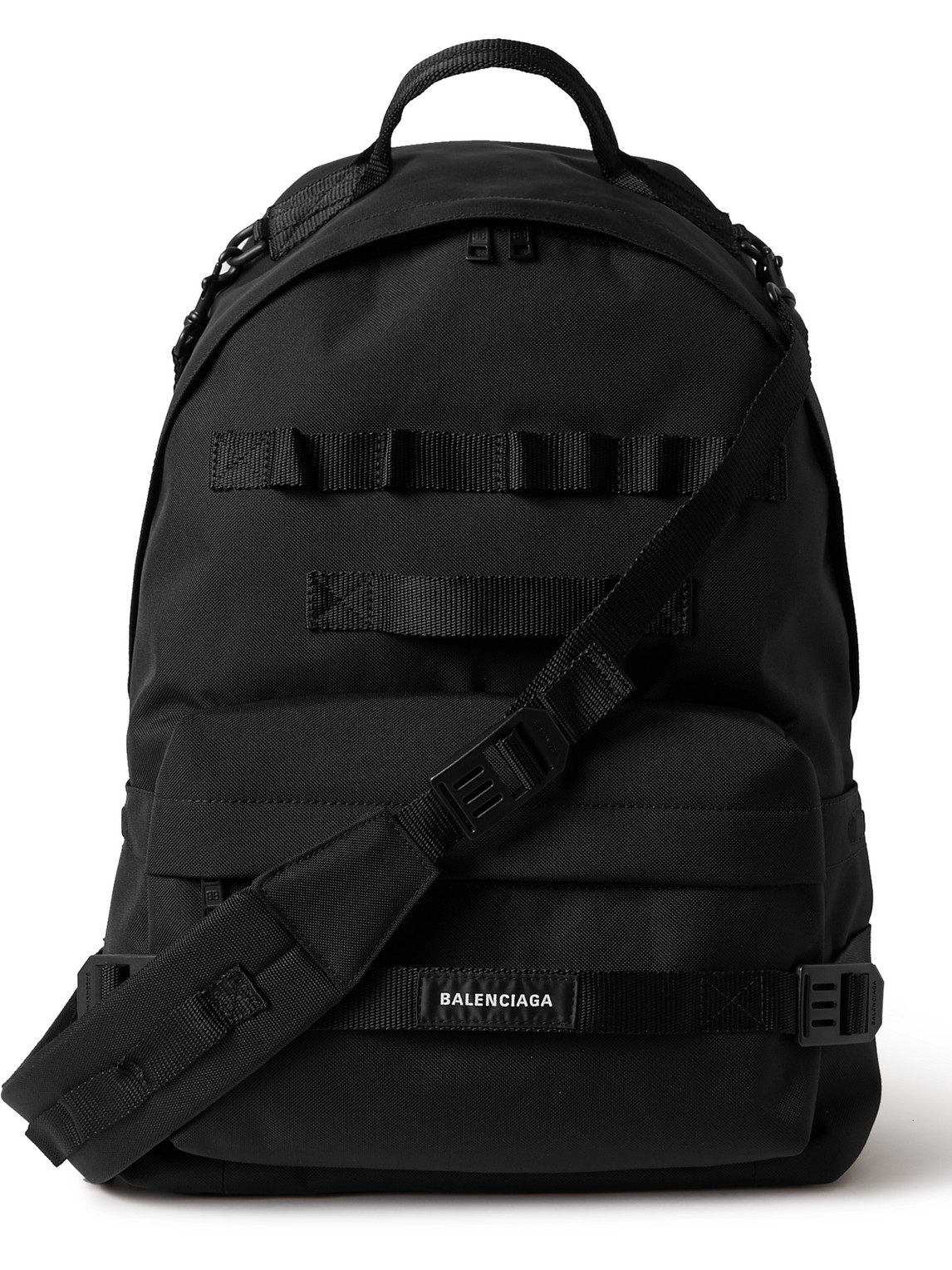 Balenciaga Army Webbing-trimmed Recycled Canvas Backpack In Black