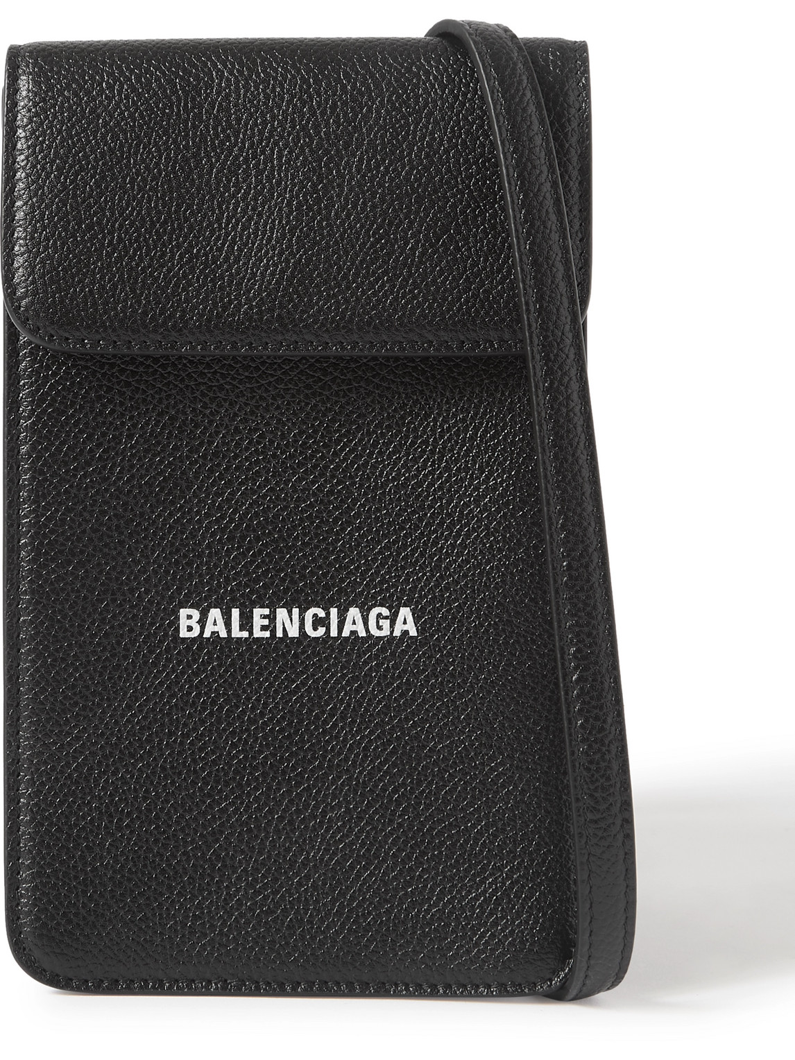 Balenciaga Logo-print Full-grain Leather Messenger Bag In Black