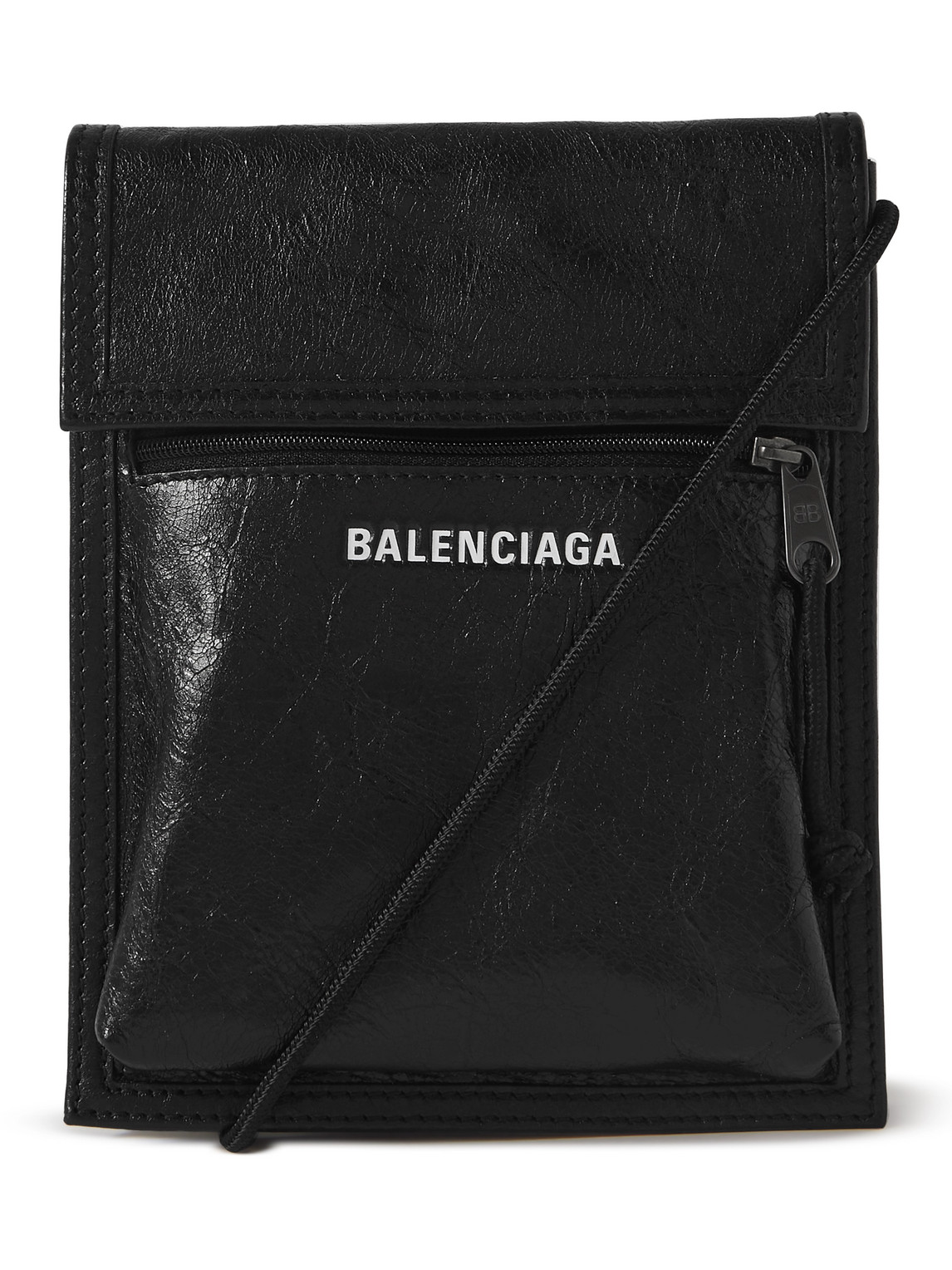 Balenciaga Printed Leather Bag Strap in Black