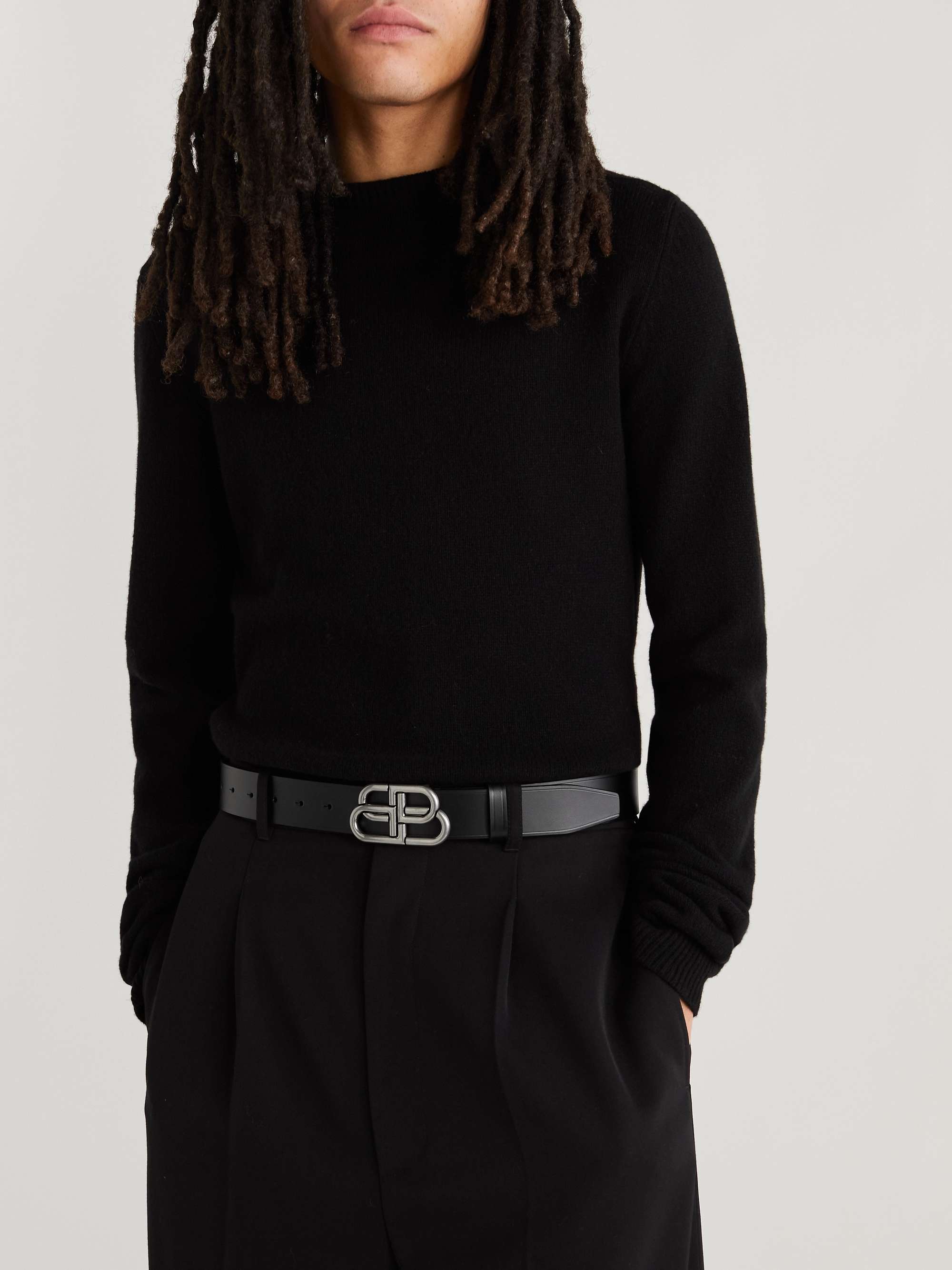 BALENCIAGA 3.5cm Logo-Embellished Leather Belt for Men | MR